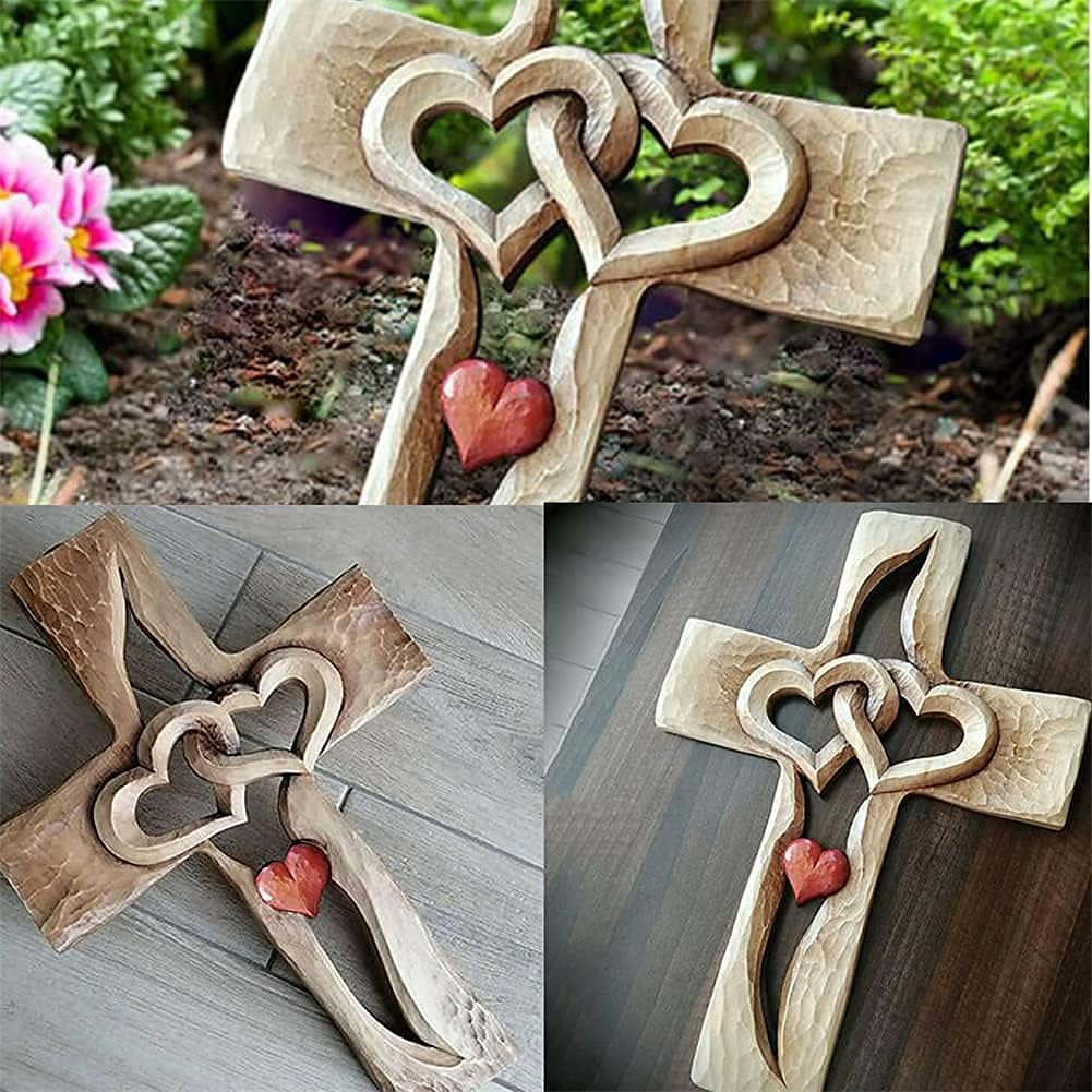 🔥Last Day Special Sale 49% OFF-❤️Intertwined Hearts Wooden Cross