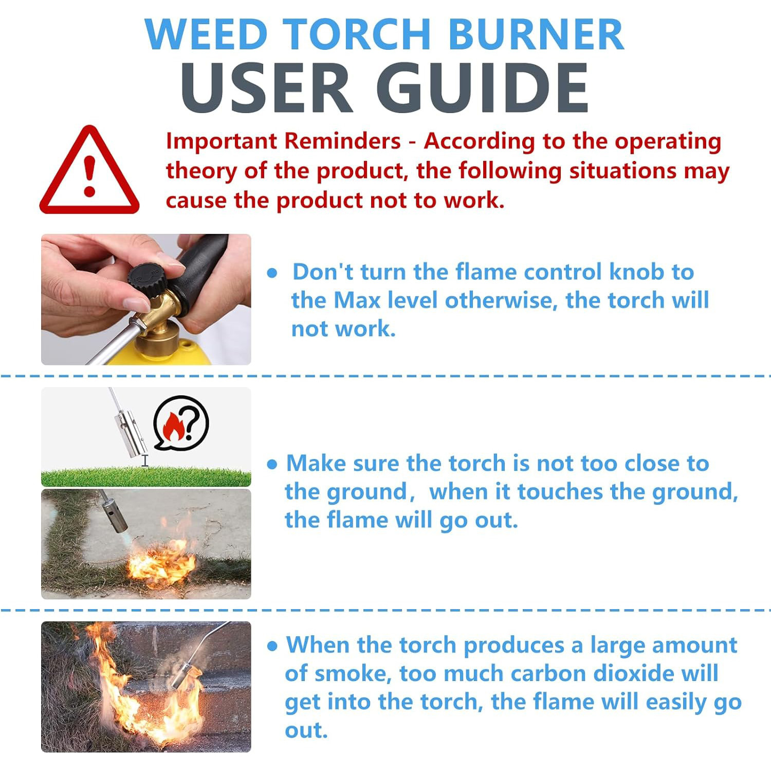 Removable 4-Stage Extended Propane Torch Burner Weed Torch