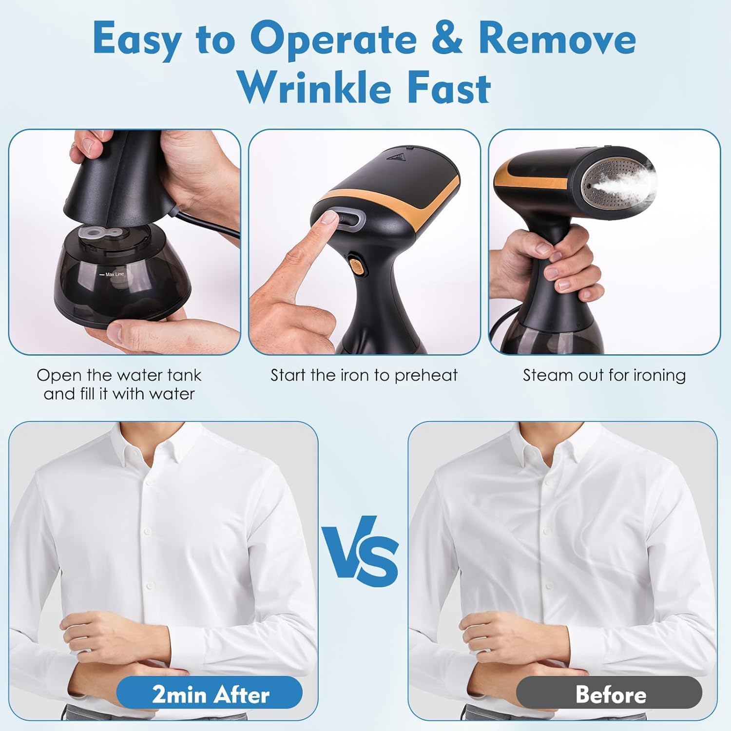 Powerful Handheld Garment Steamer - Ironing Faster and Easier