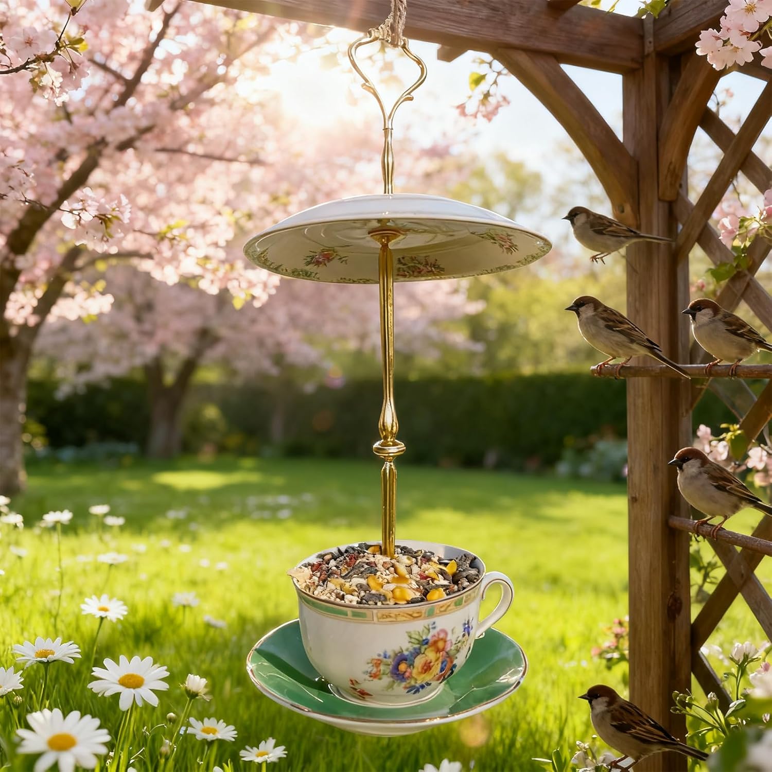 🔥LAST DAY 50% OFF - 🐦Bird Tea Party:  Ceramic Teacup Birdfeeder