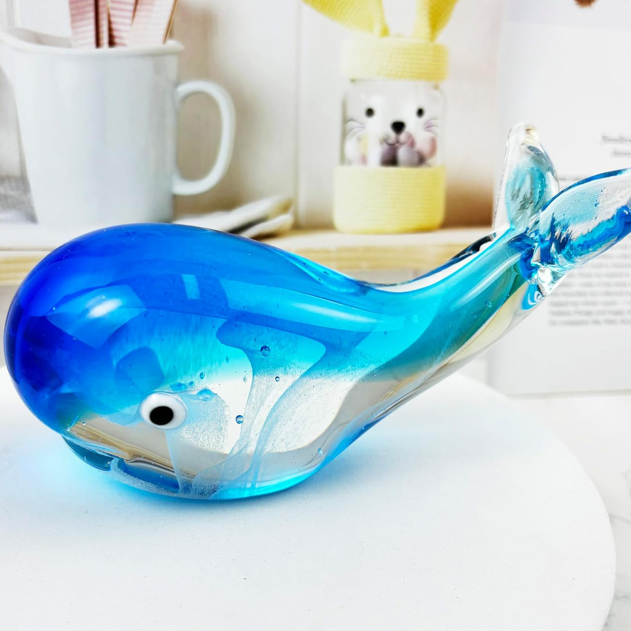 Handmade Crystal Whale Figurine Decor