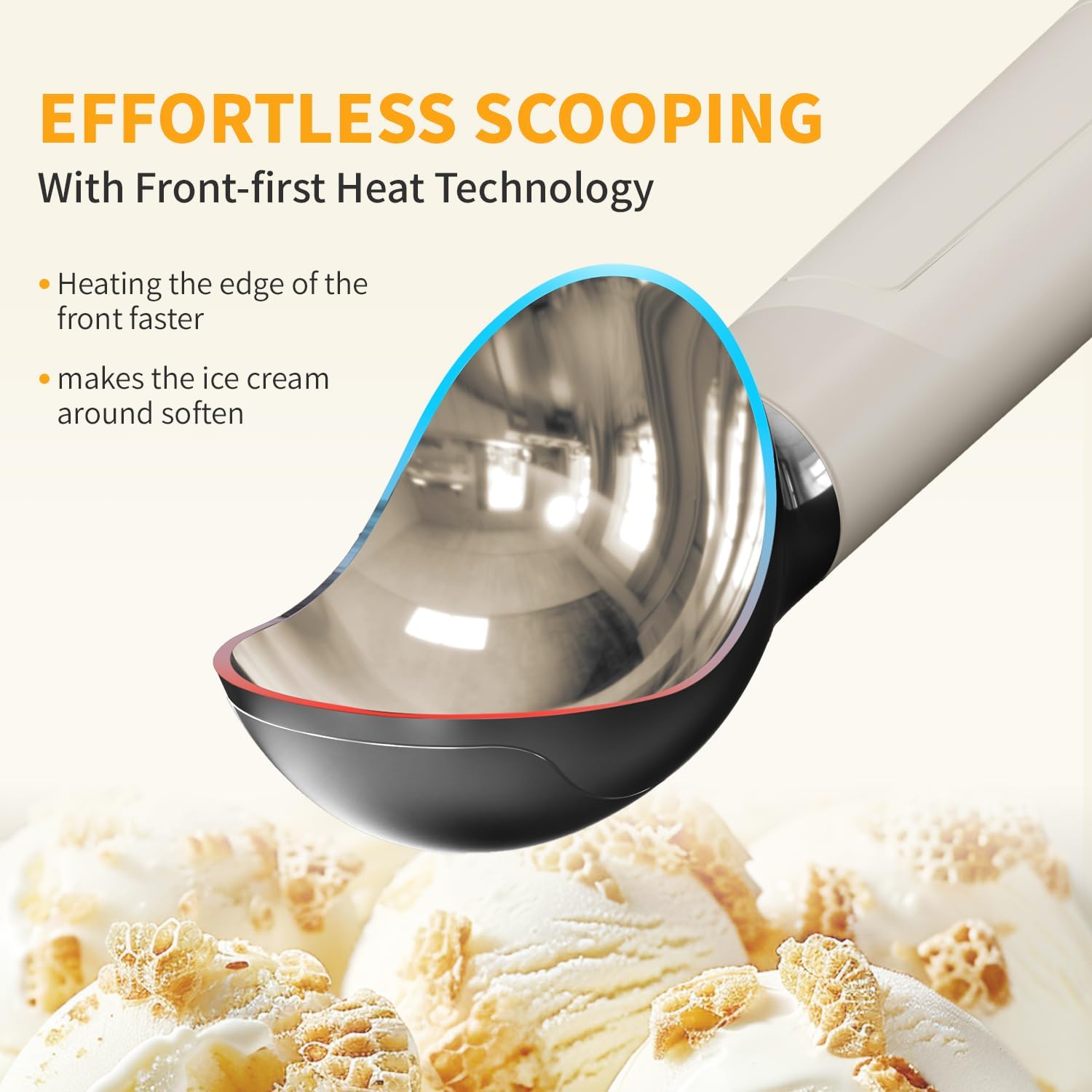 Active heated thermostatic ice cream scoop