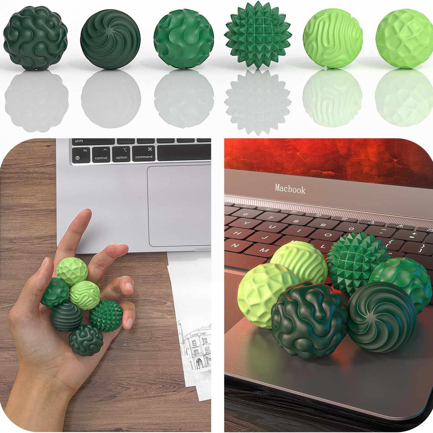 12 Pack Silicone Stress Relief Balls Stone for Adults
