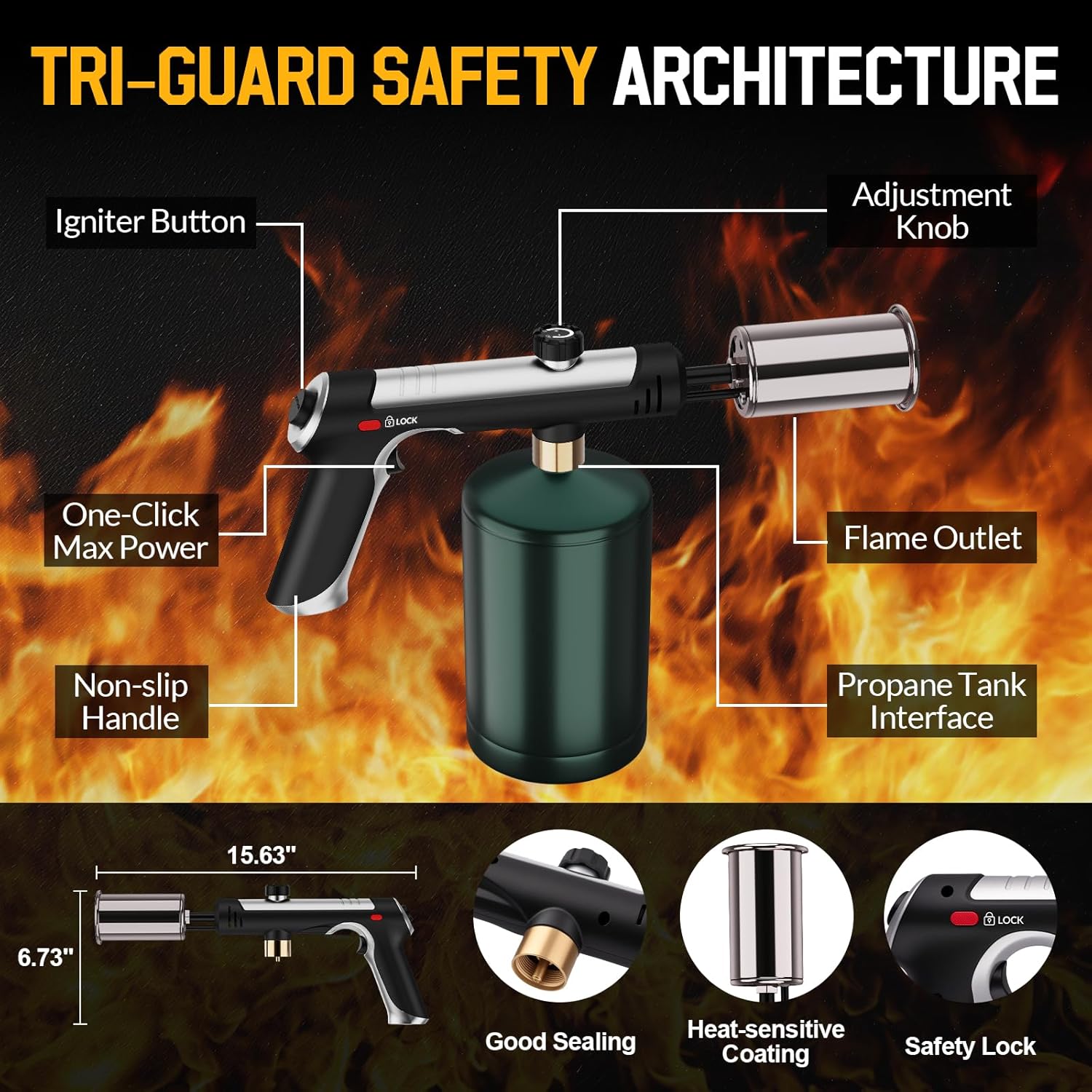 High-Power One-Touch Propane Torch for BBQ & Outdoor Weed Control