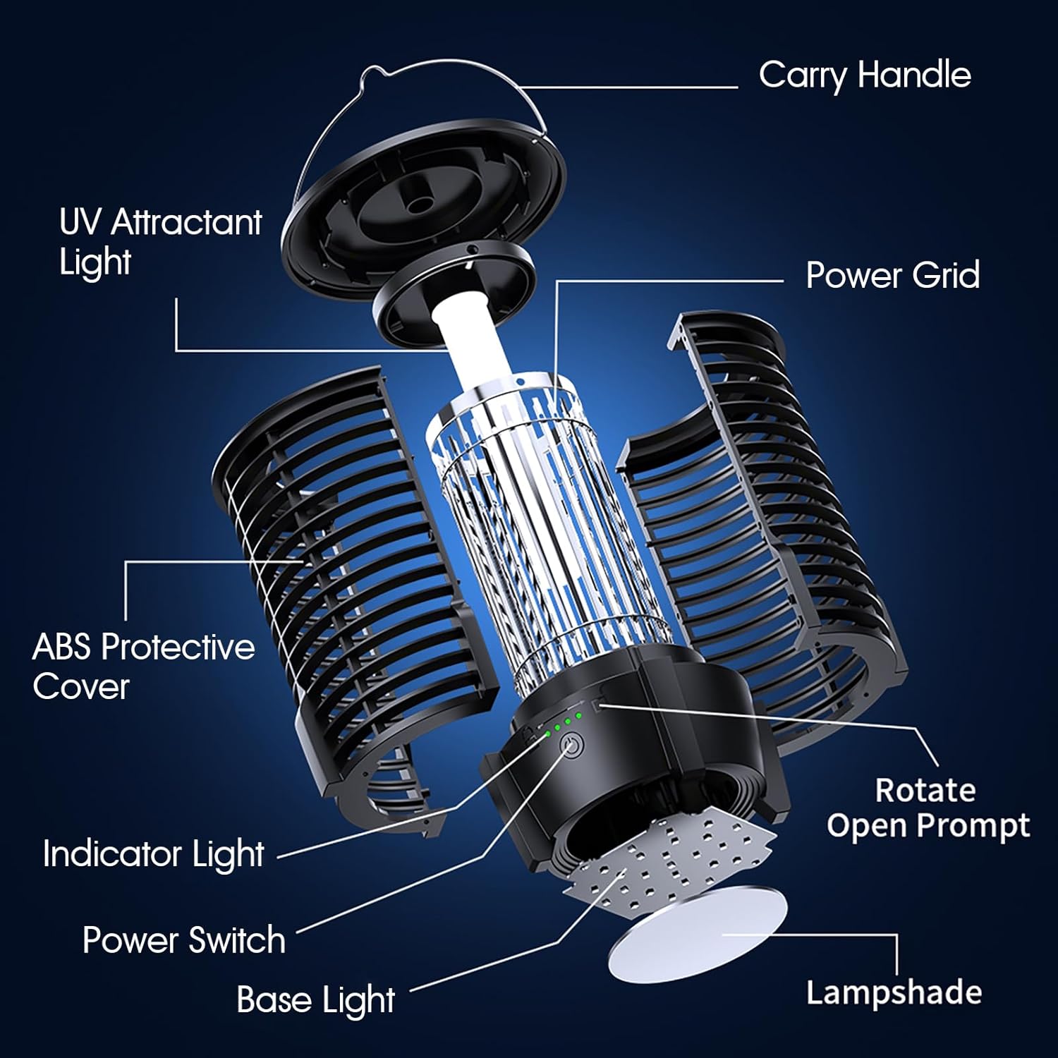 Portable Rechargeable Insect Trap with LED Light