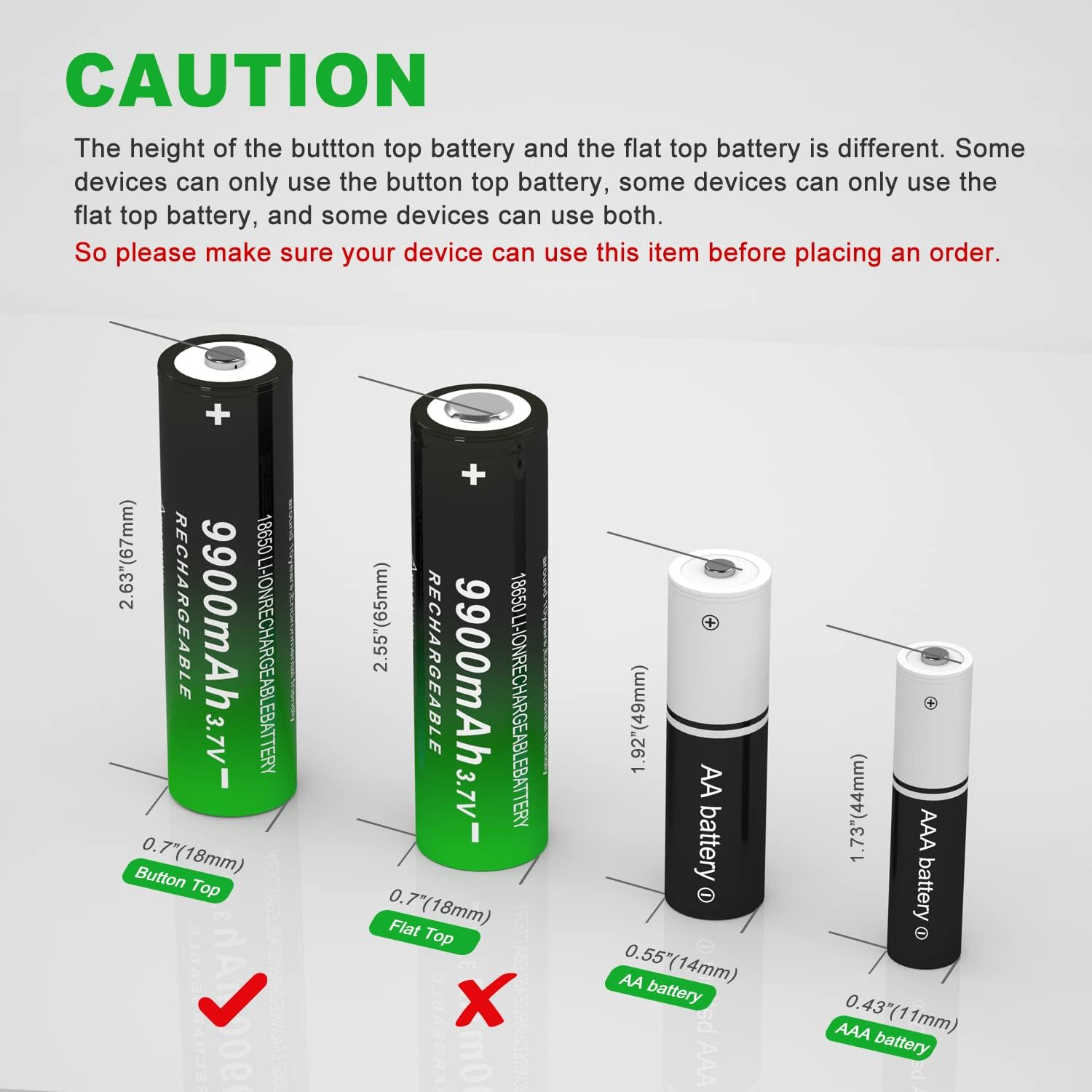 3.7 Volt Rechargeable Battery 9900mAh for Headlamp, Doorbells, Flashlight, Small Fan, etc (4 PCS)