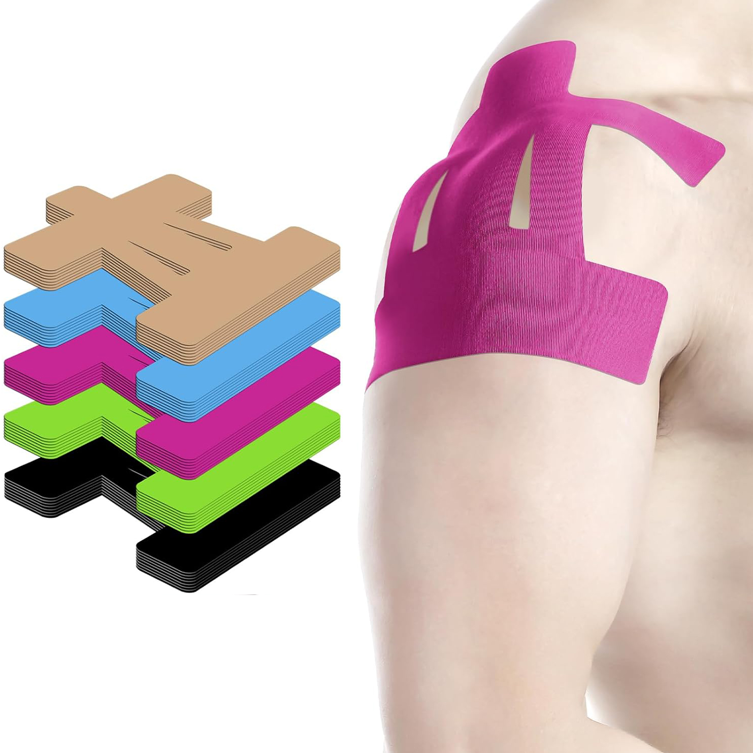 Kinesiology Tape for Shoulder Precut, 12 PCS Shoulder Tape for Pain Relief
