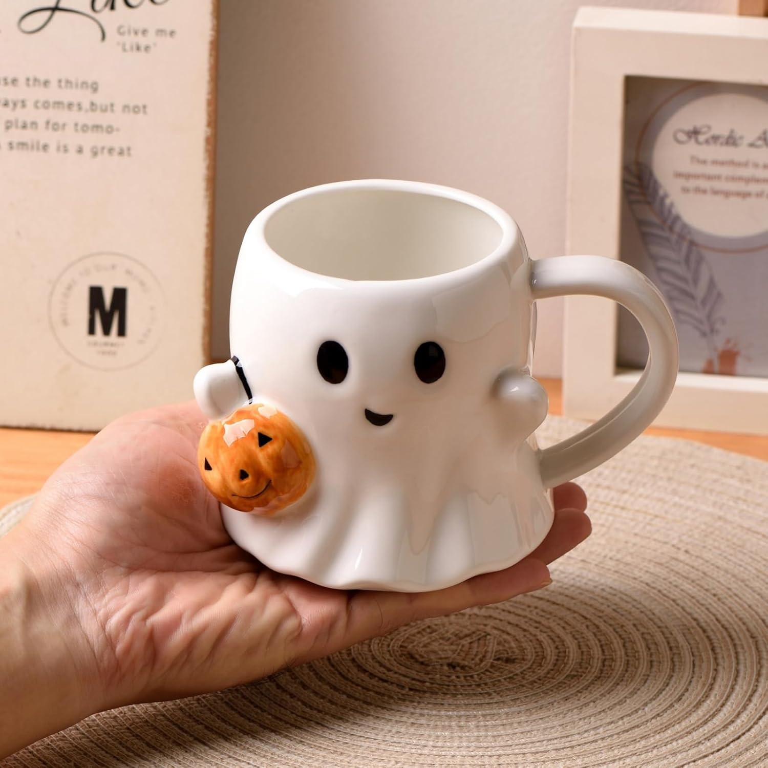 Cute Spooky Pumpkin Ghost Pattern Ceramic Coffee Cup