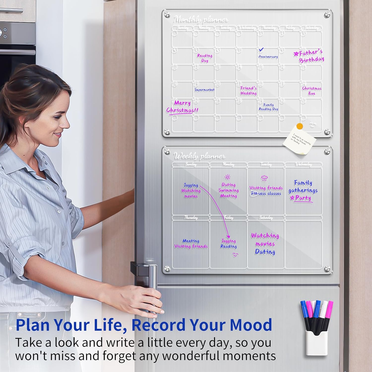 📆Magnetic Schedule Planner For Fridge【Permanently reusable】
