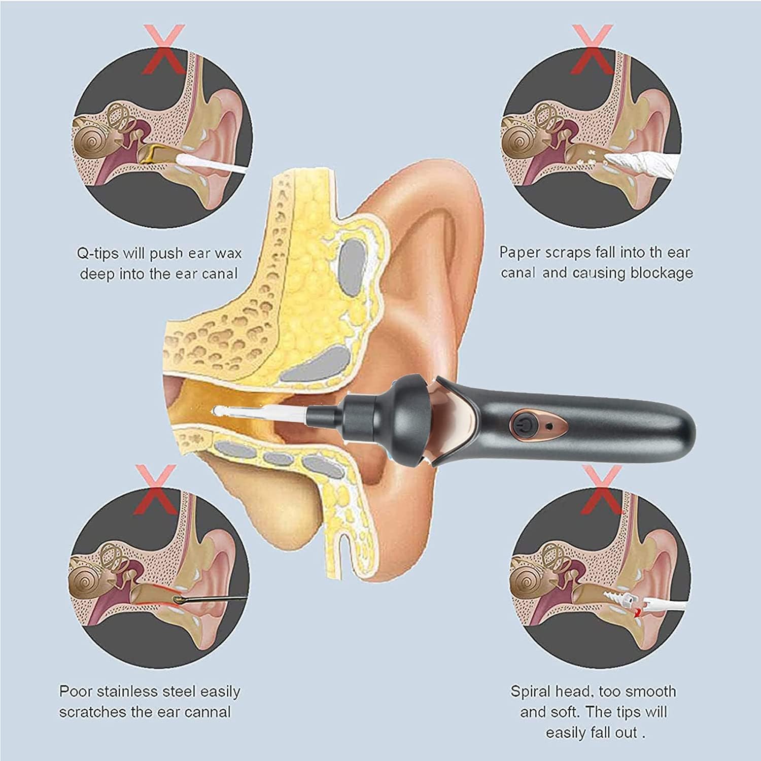 Pain Free Ear Vacuum Wax Remover for Elder Adult
