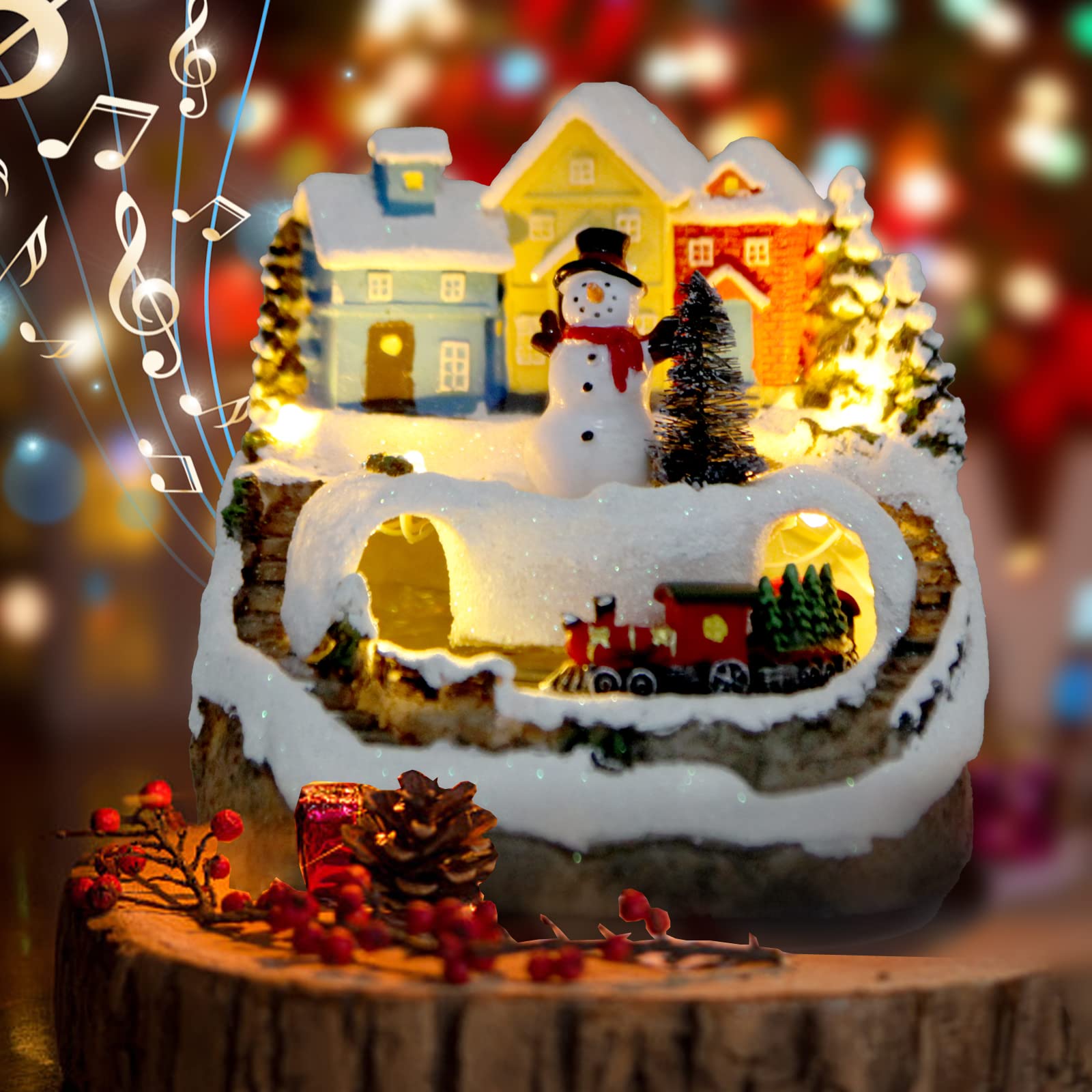 🎅 Christmas Igloo Electric Light Train Music Box Christmas Decorations🎉