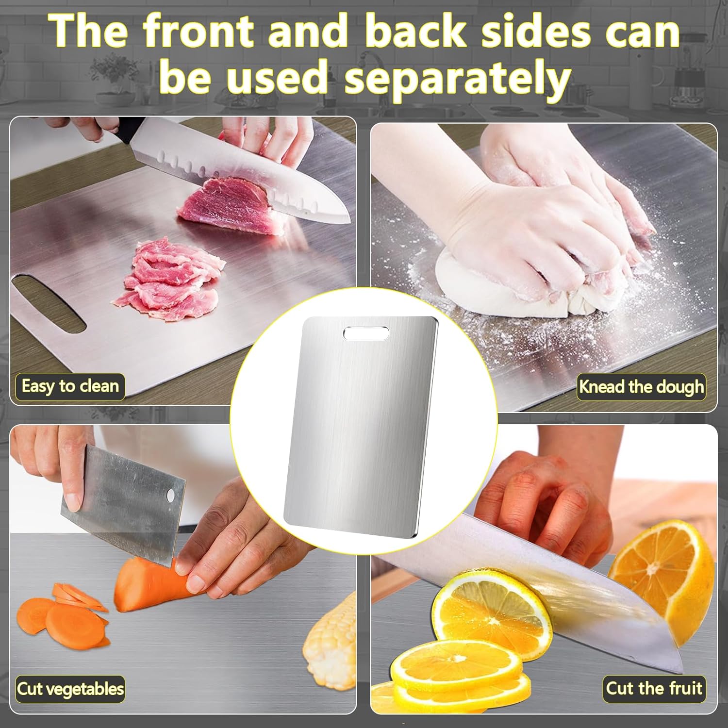 Stainless Steel Double Sided Antibiosis Chopping Board