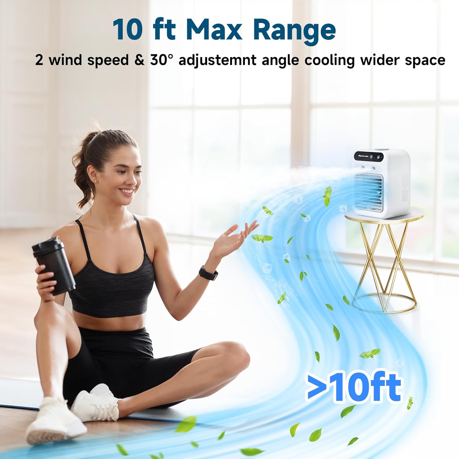 2024 Rechargeable Portable Air Conditioners 5000mAh  with 2 Cool Mists & Speeds