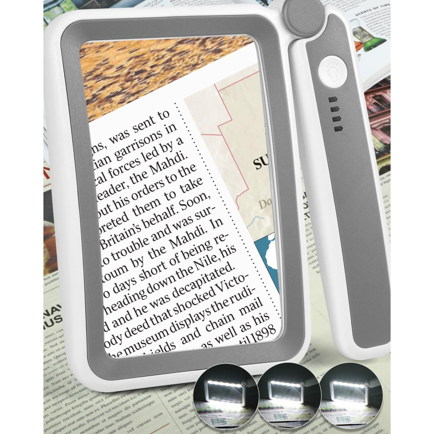  Rechargeable 5X Large Page Magnifier with Lightfor Reading