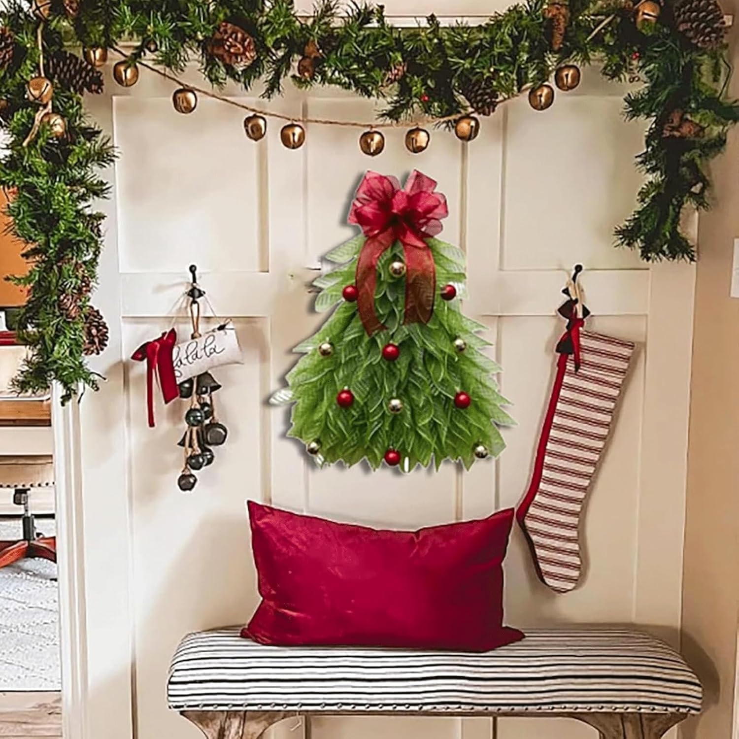 Last Day 50% OFF - Handmade Christmas Tree Wreath for Front Door