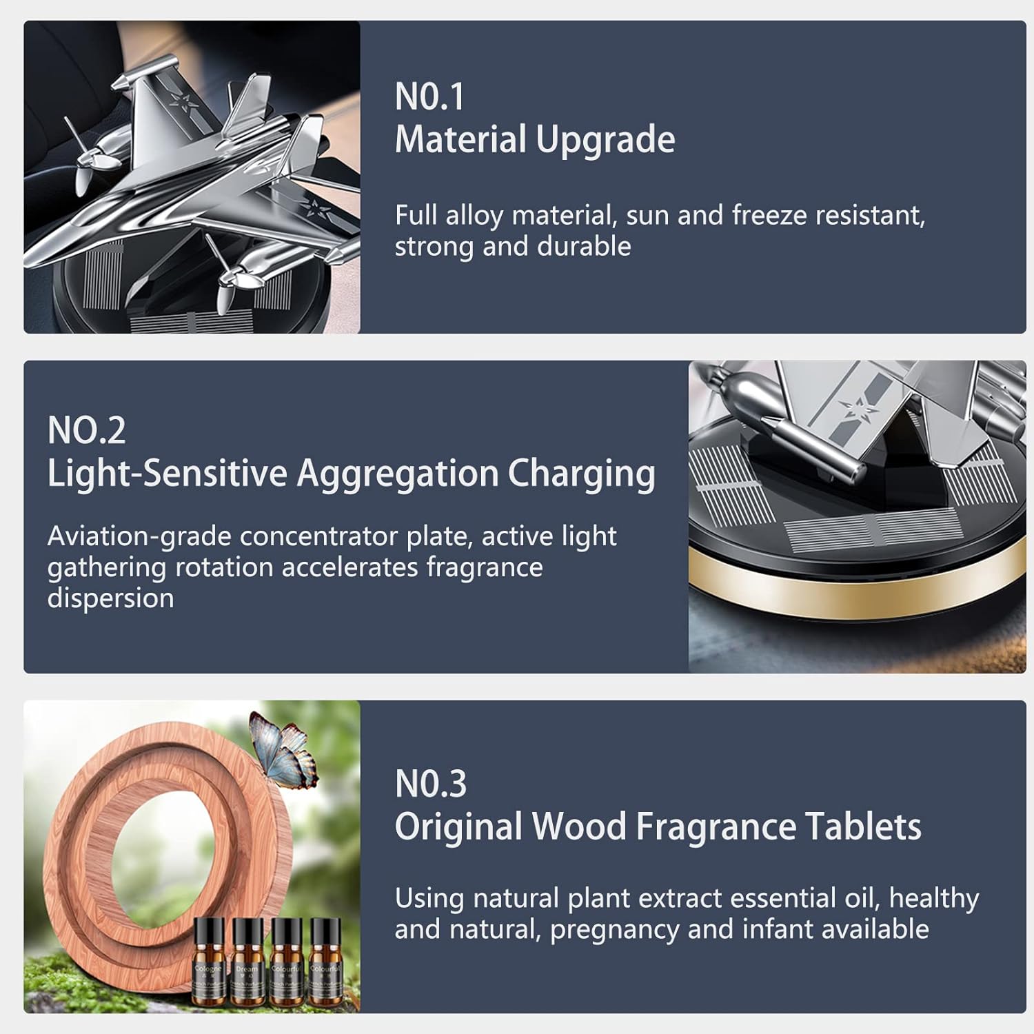 Solar Rotating Radar Rocket Launcher Car Decoration