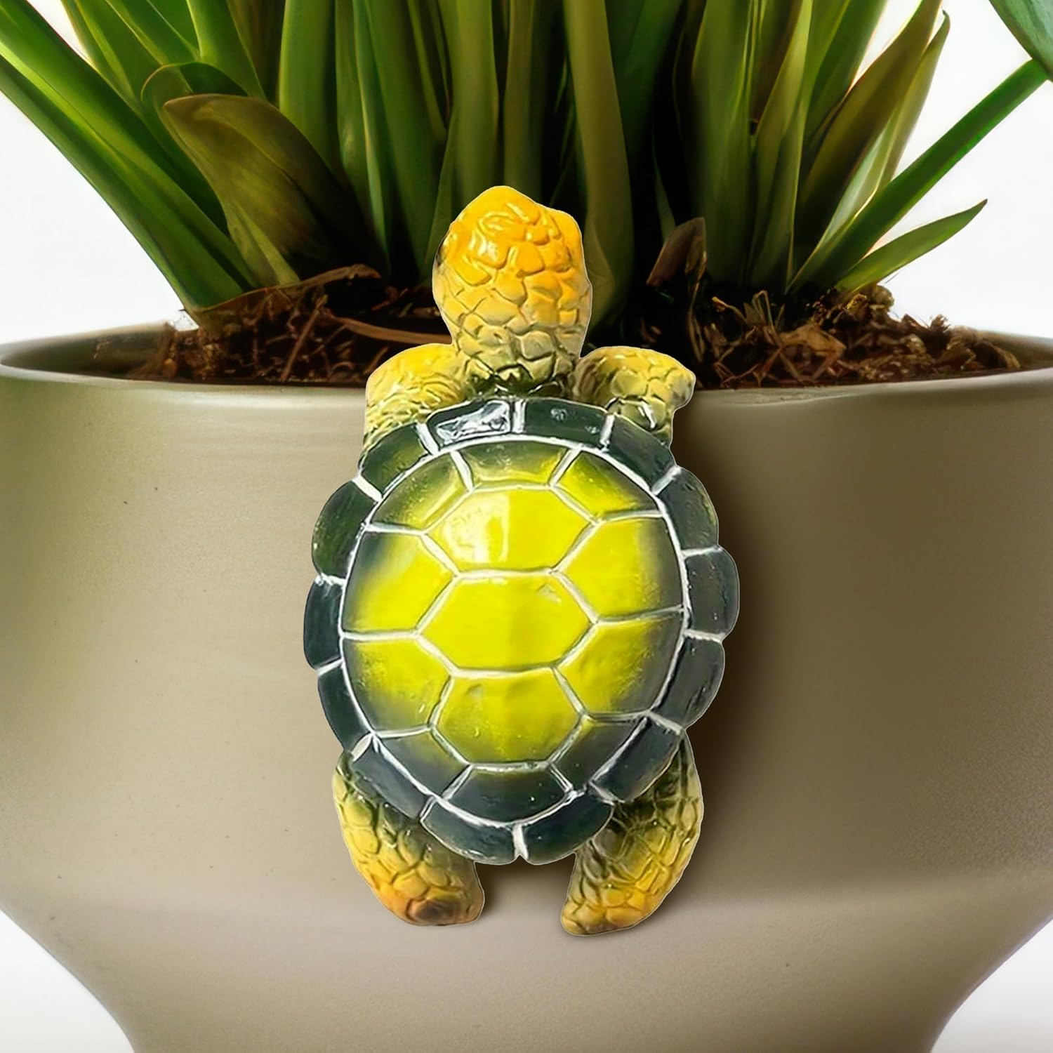 Climbing Tortoise Flower Pot Hugger Figurines