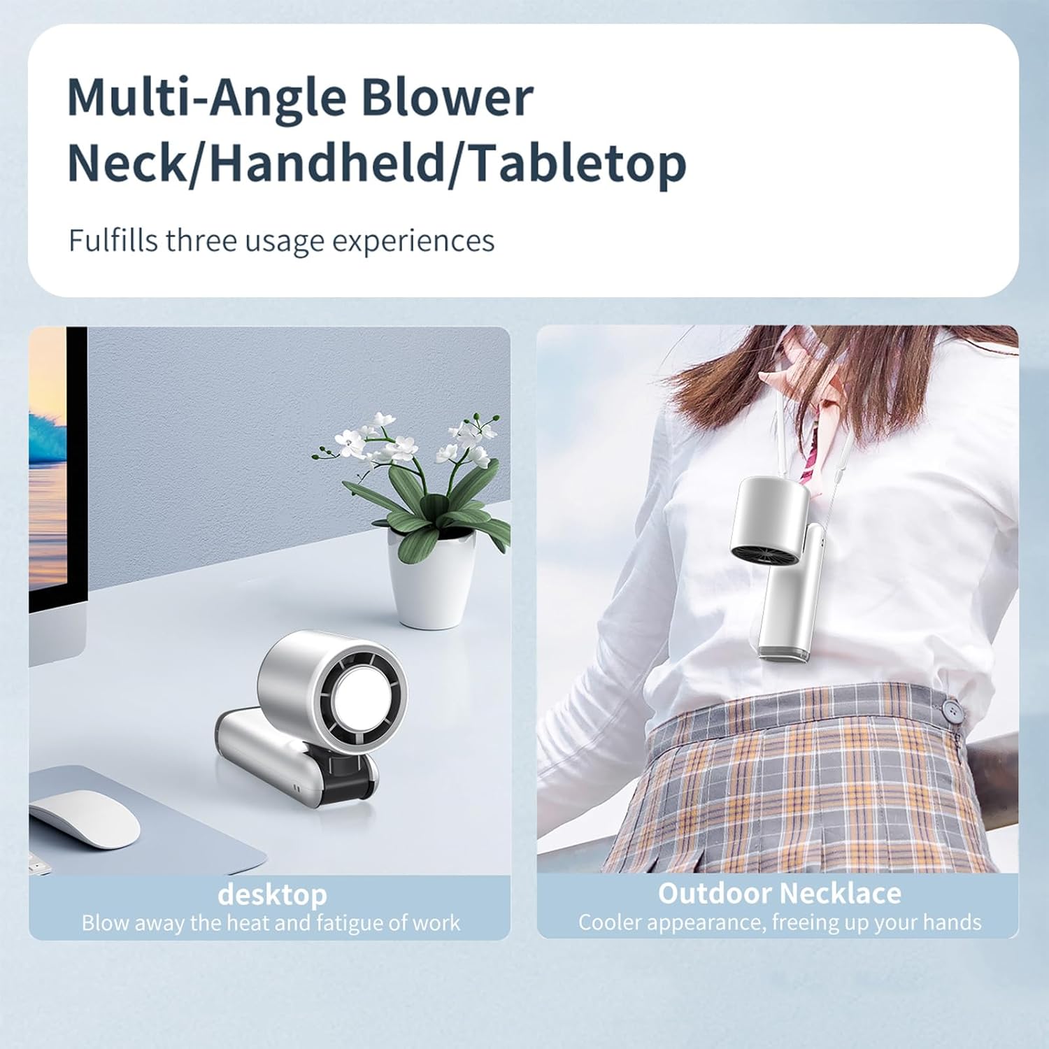 Portable Handheld Turbo Fan with Ice Cooling Plate & LED Light