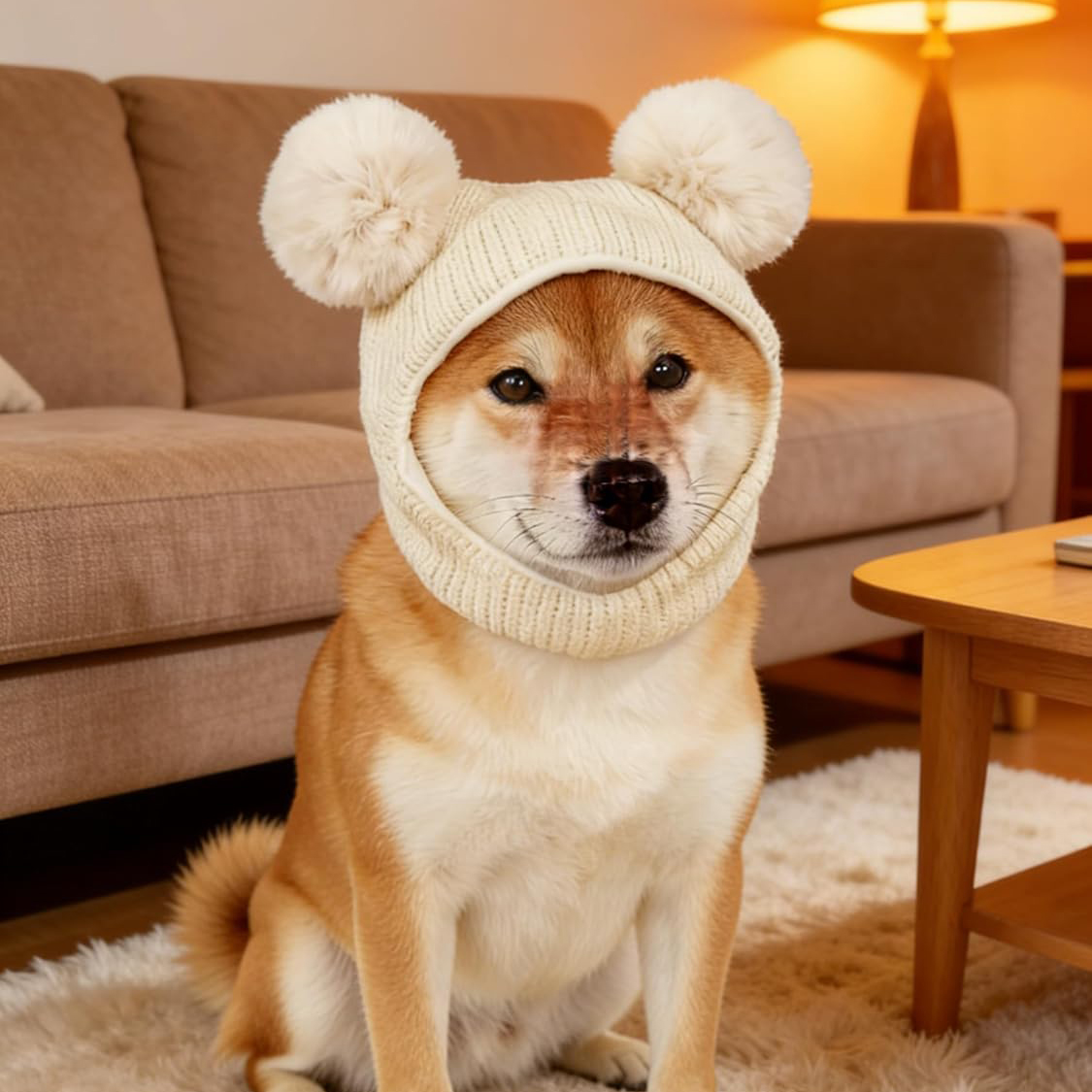 Dog Winter Hat with Pom Poms