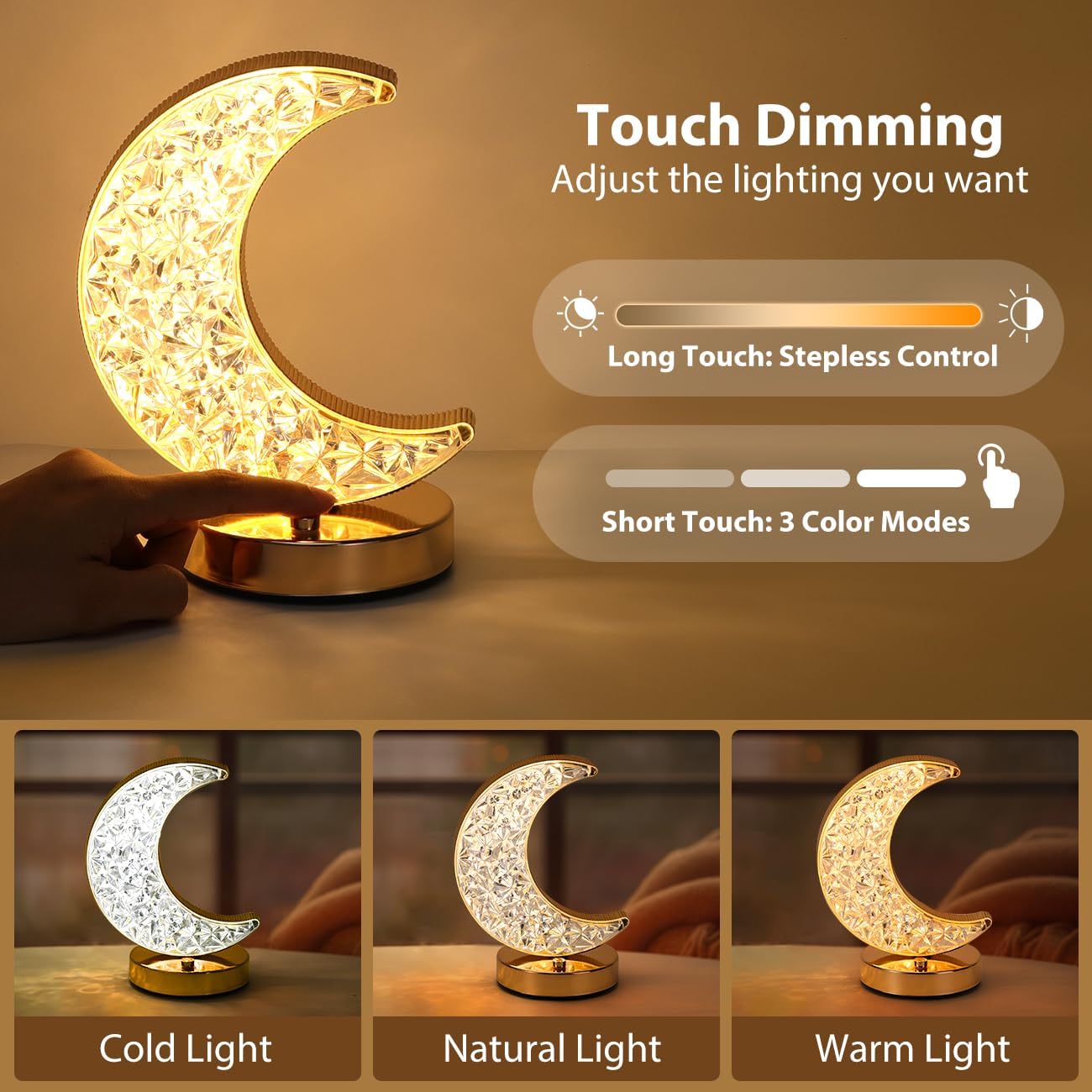 Cordless Crystal Touch Table Lamp