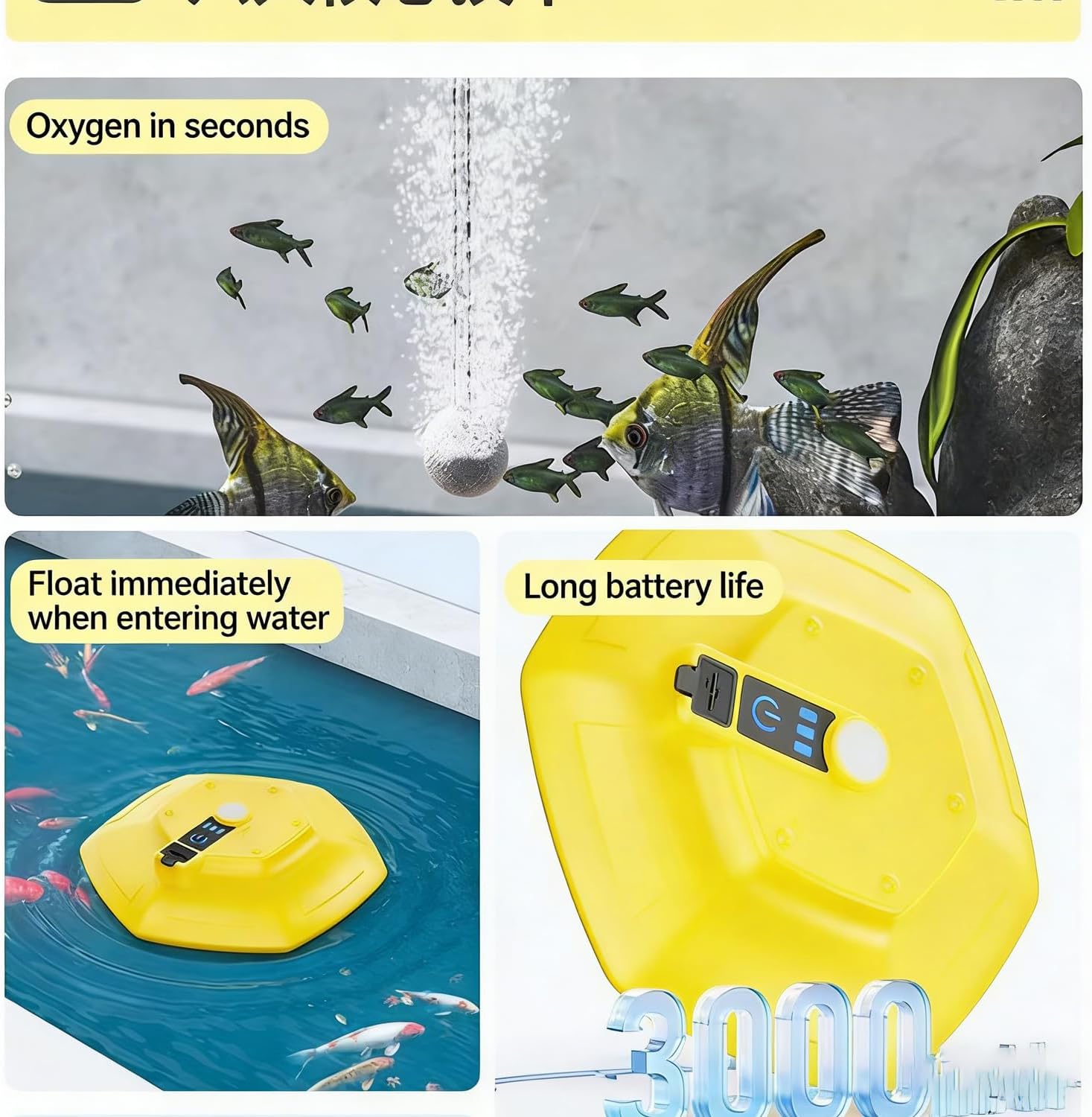 IPX7 Floating & Rechargeable Bait Bucket Aerator