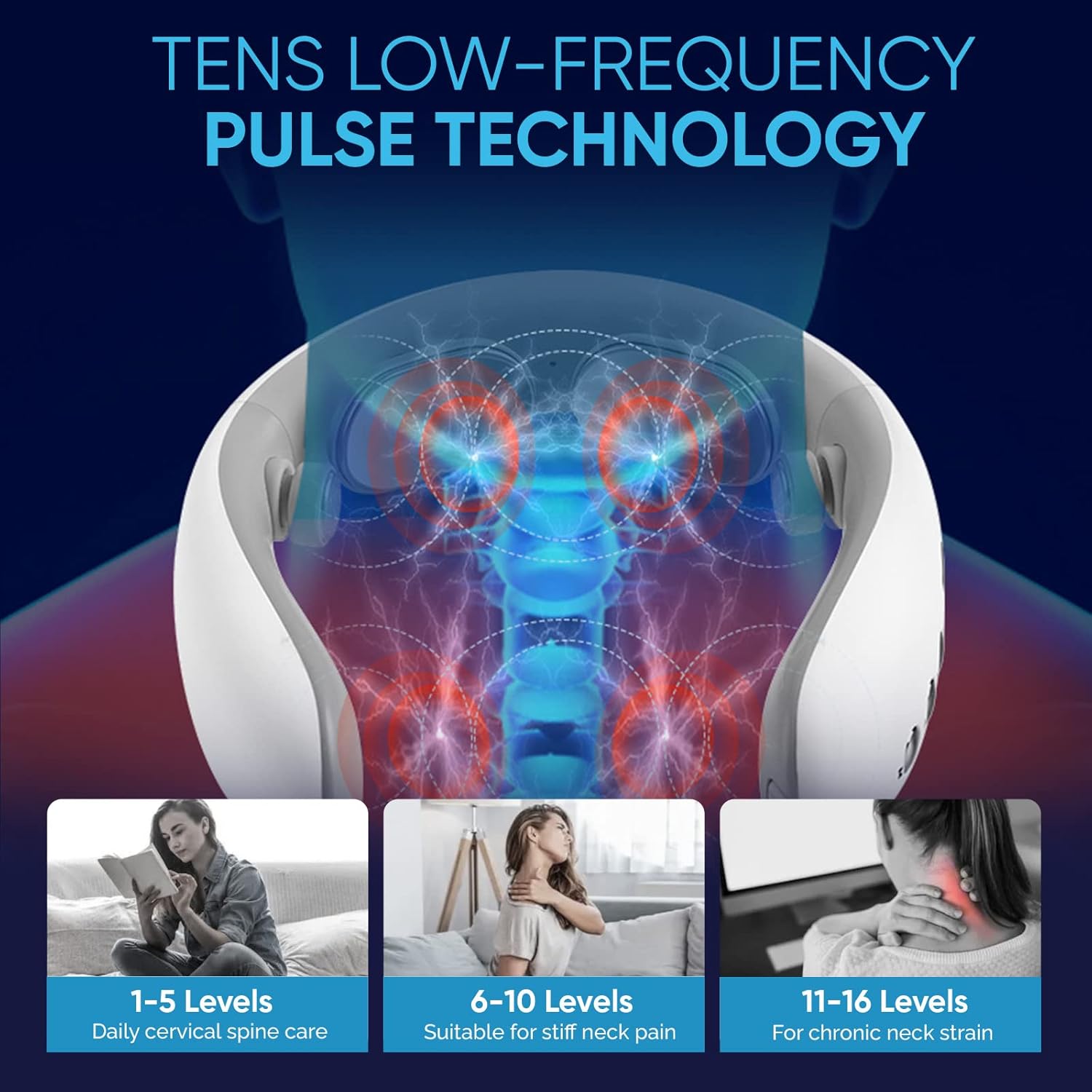 Electric Lymphatic Drainage Neck Massager for Pain Relief Deep Tissue