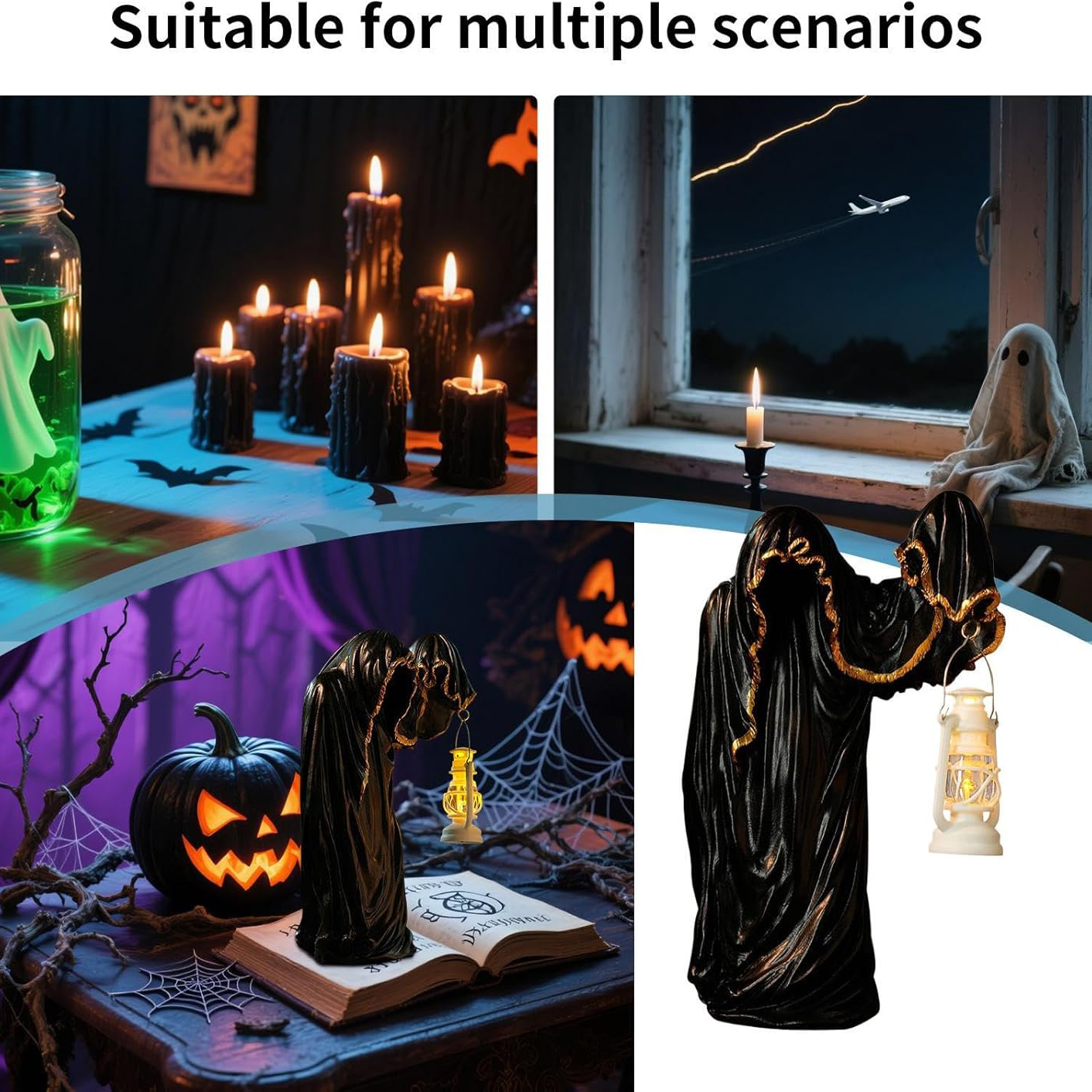 Spooky Witch Lantern Statue Decoration