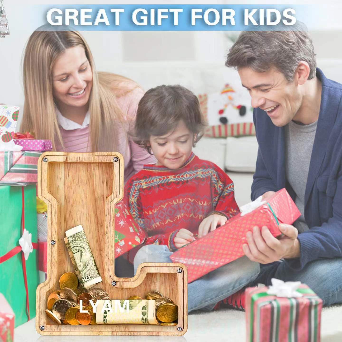 🔥49% OFF - Wooden Kids Letter Piggy Bank- Best Gift For Kids🎁