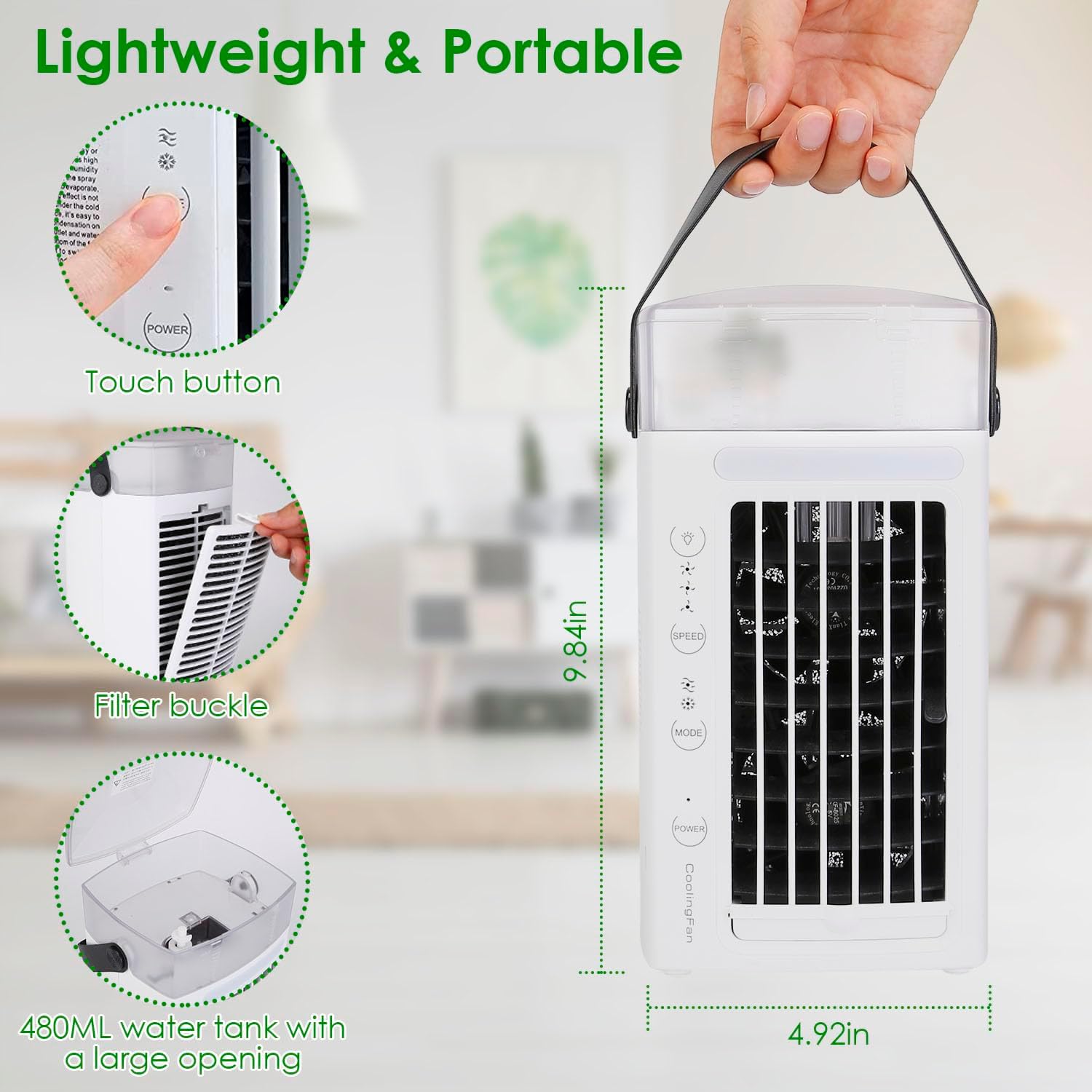 Small Evaporative Portable Air Conditioner With Ambient Light Function