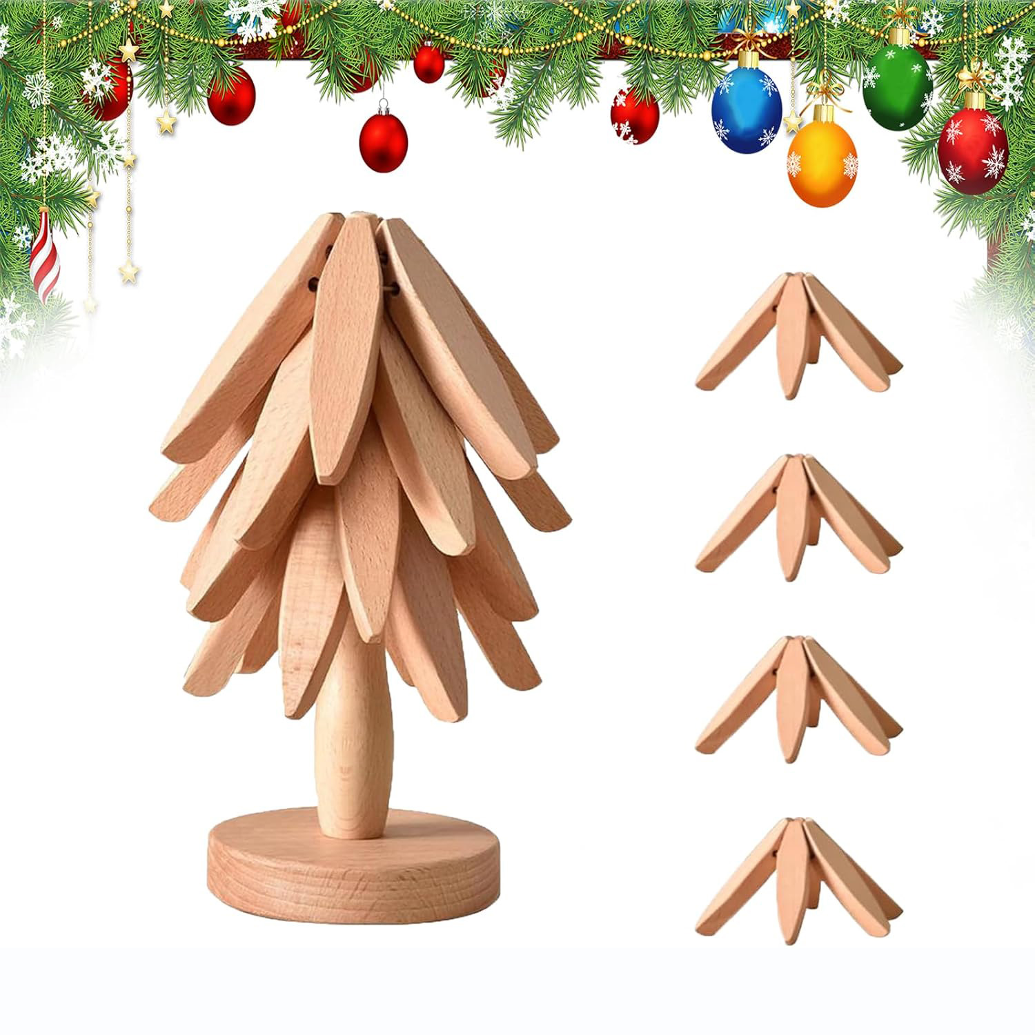 Handmade Wooden Christmas Tree Tripod Set Unique Gift For Holidays