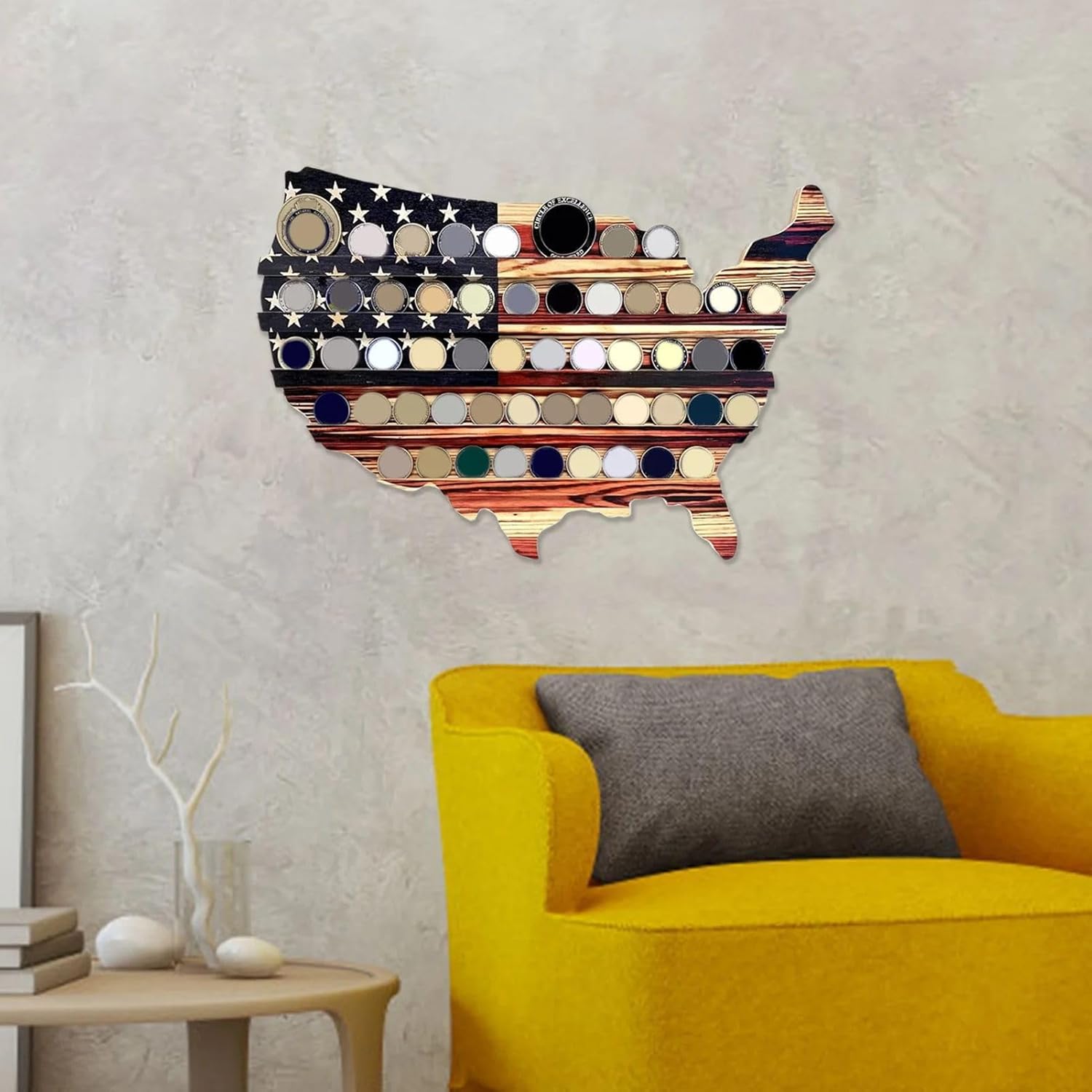 Rustic American USA Flag Challenge Coin Display