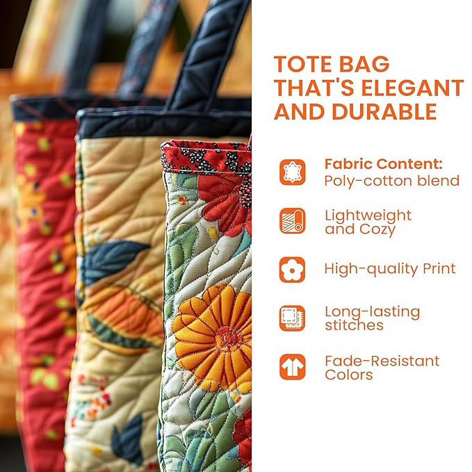 Book Themed Quilted Tote Bag