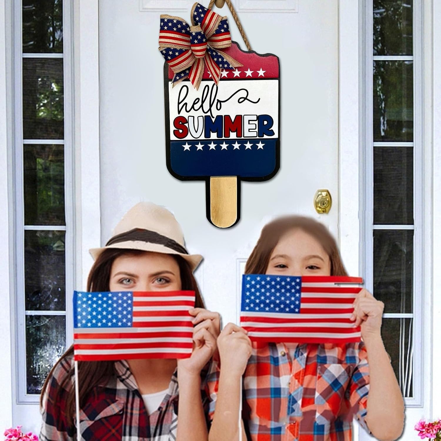 Summer Ice Cream Sign Independence Day Patriotic House Sign