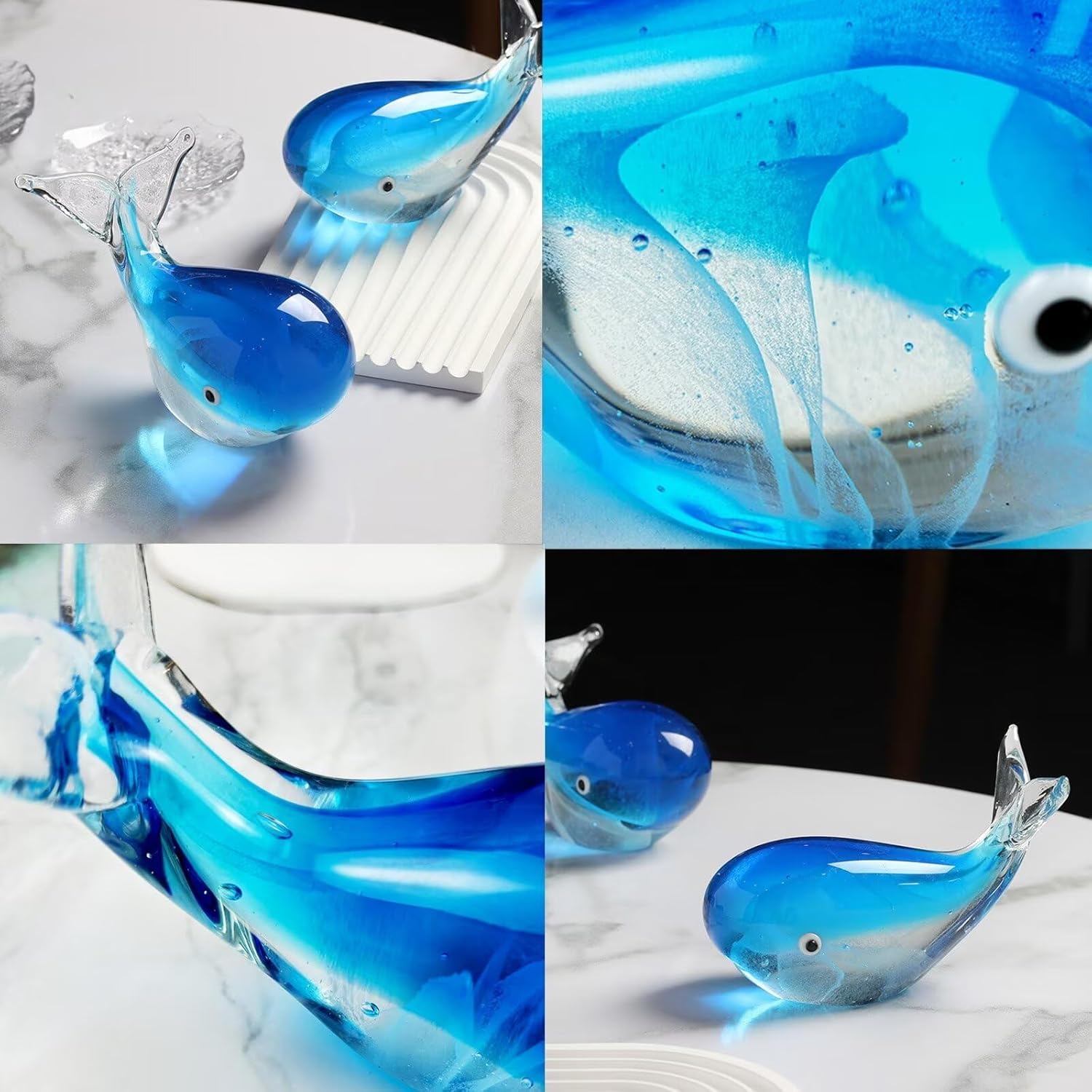 Handmade Crystal Whale Figurine Decor