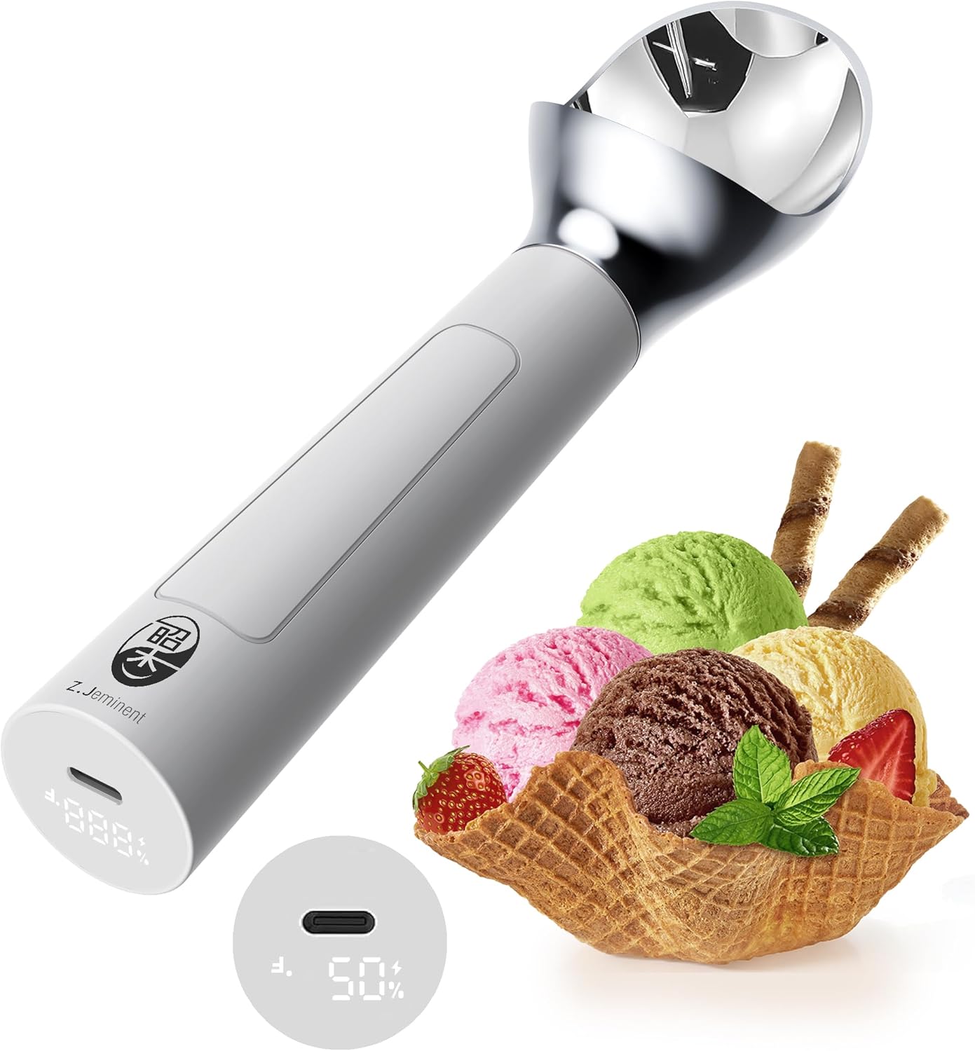 Active heated thermostatic ice cream scoop