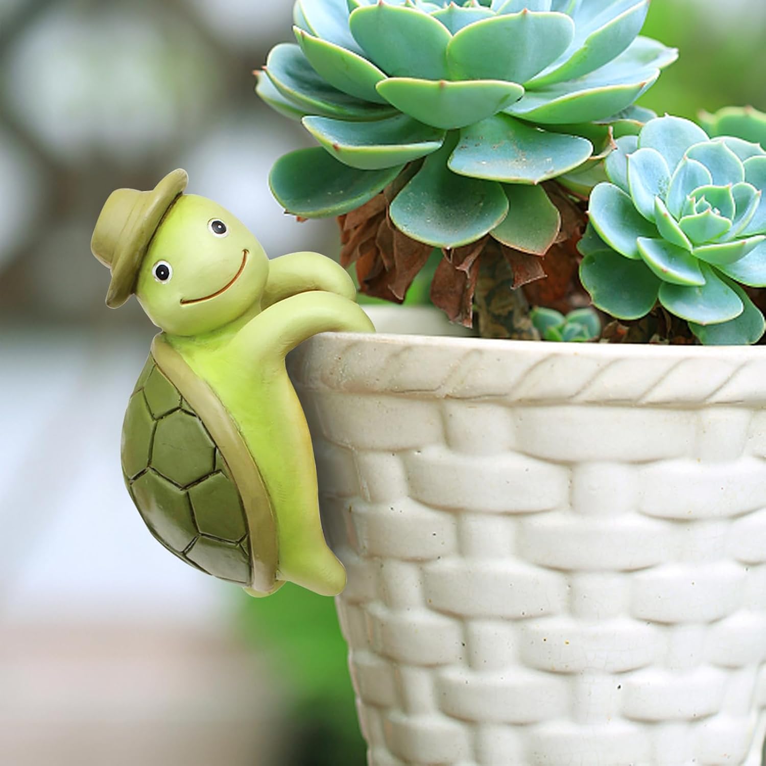Climbing Tortoise Flower Pot Hugger Figurines