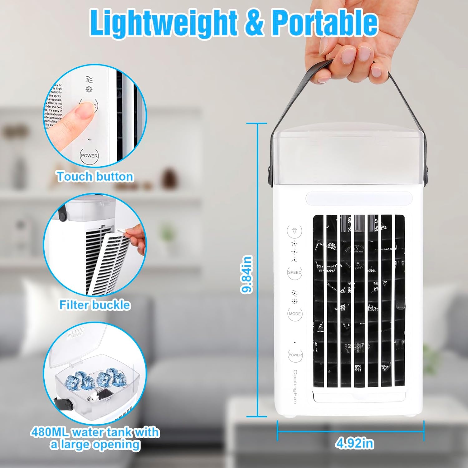 Small Evaporative Portable Air Conditioner With Ambient Light Function