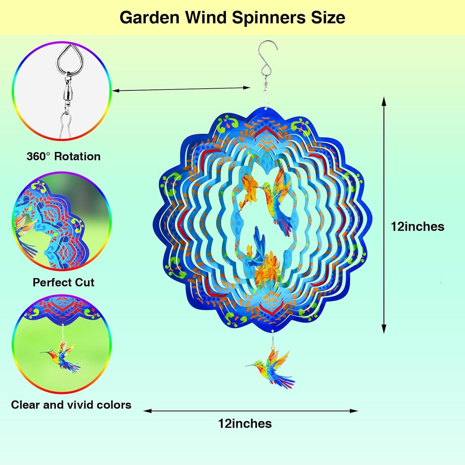 12 inch 3D Metal Wind Spinners