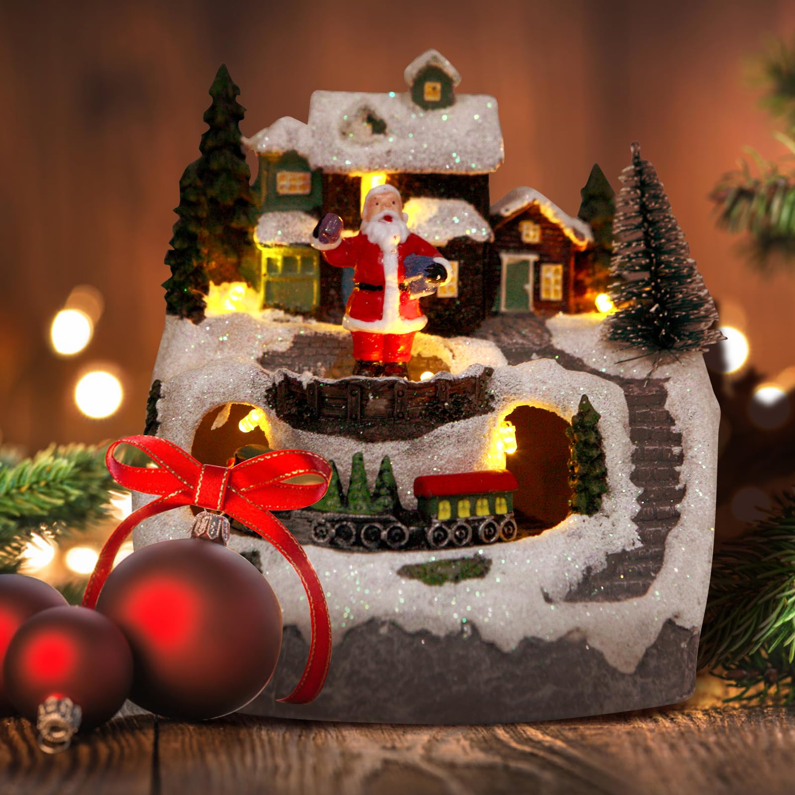 🎅 Christmas Igloo Electric Light Train Music Box Christmas Decorations🎉