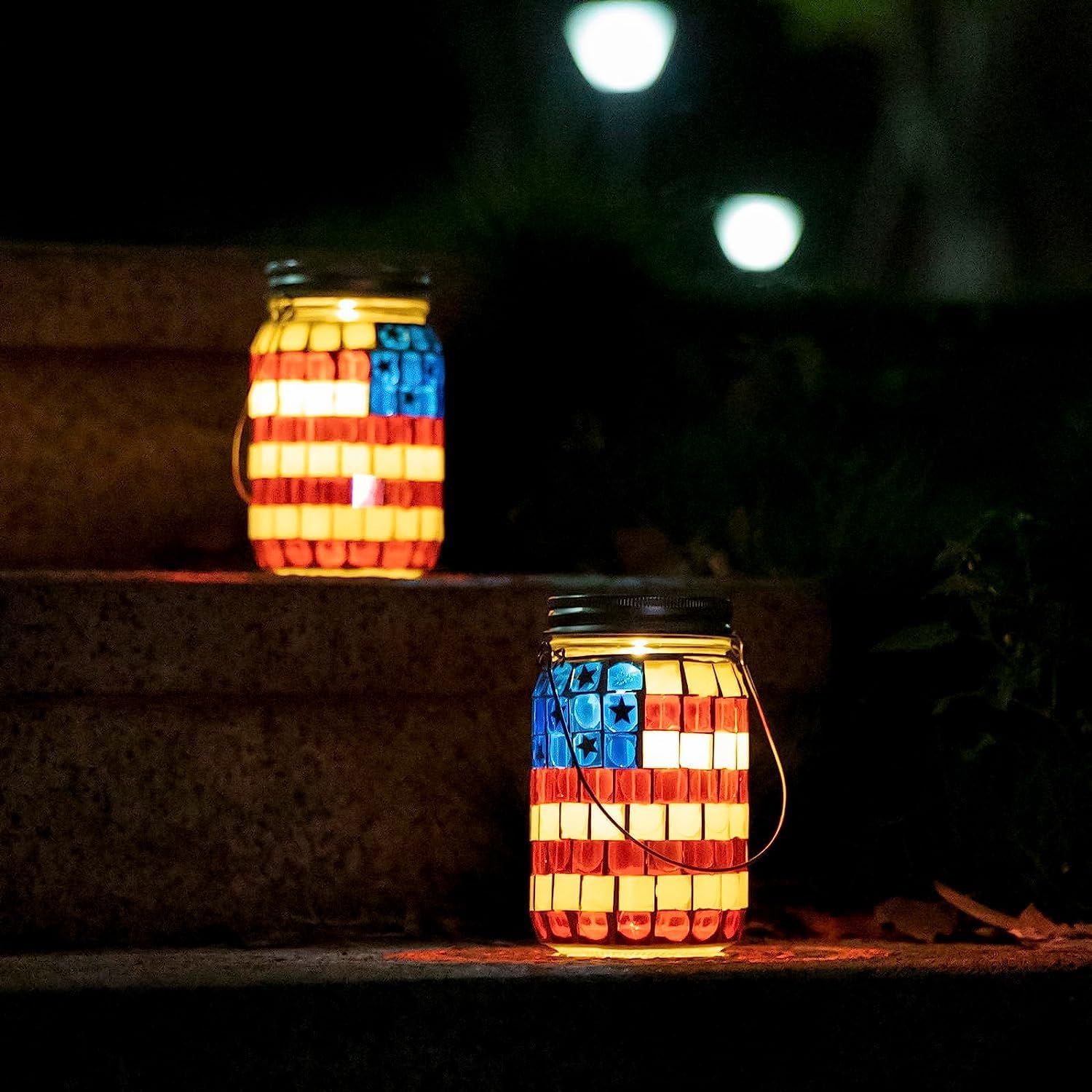 American Flag Mosaic Solar Waterproof Outdoor Light