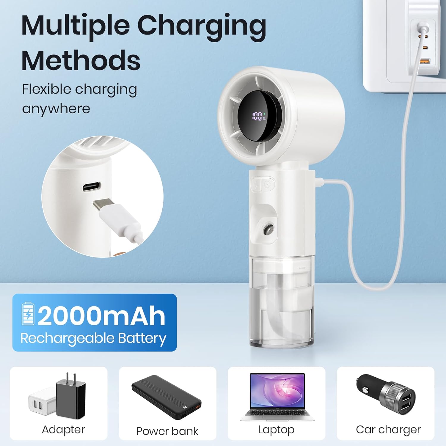 Portable Handheld Misting Cooling Fan