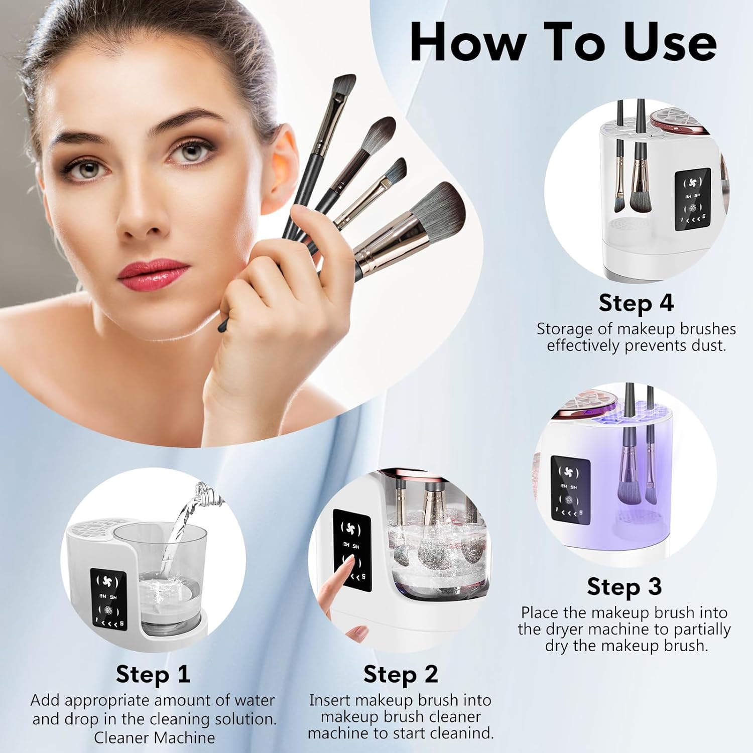3 IN 1 Electric Makeup Brush Cleaner Machine