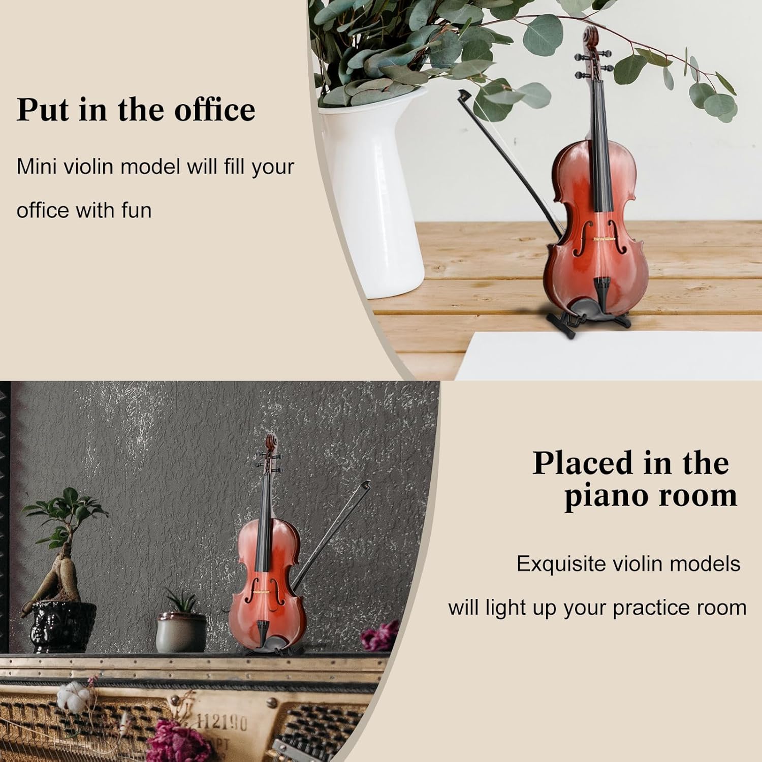 Wooden Miniature Violin Musical Instrument Decor Gift