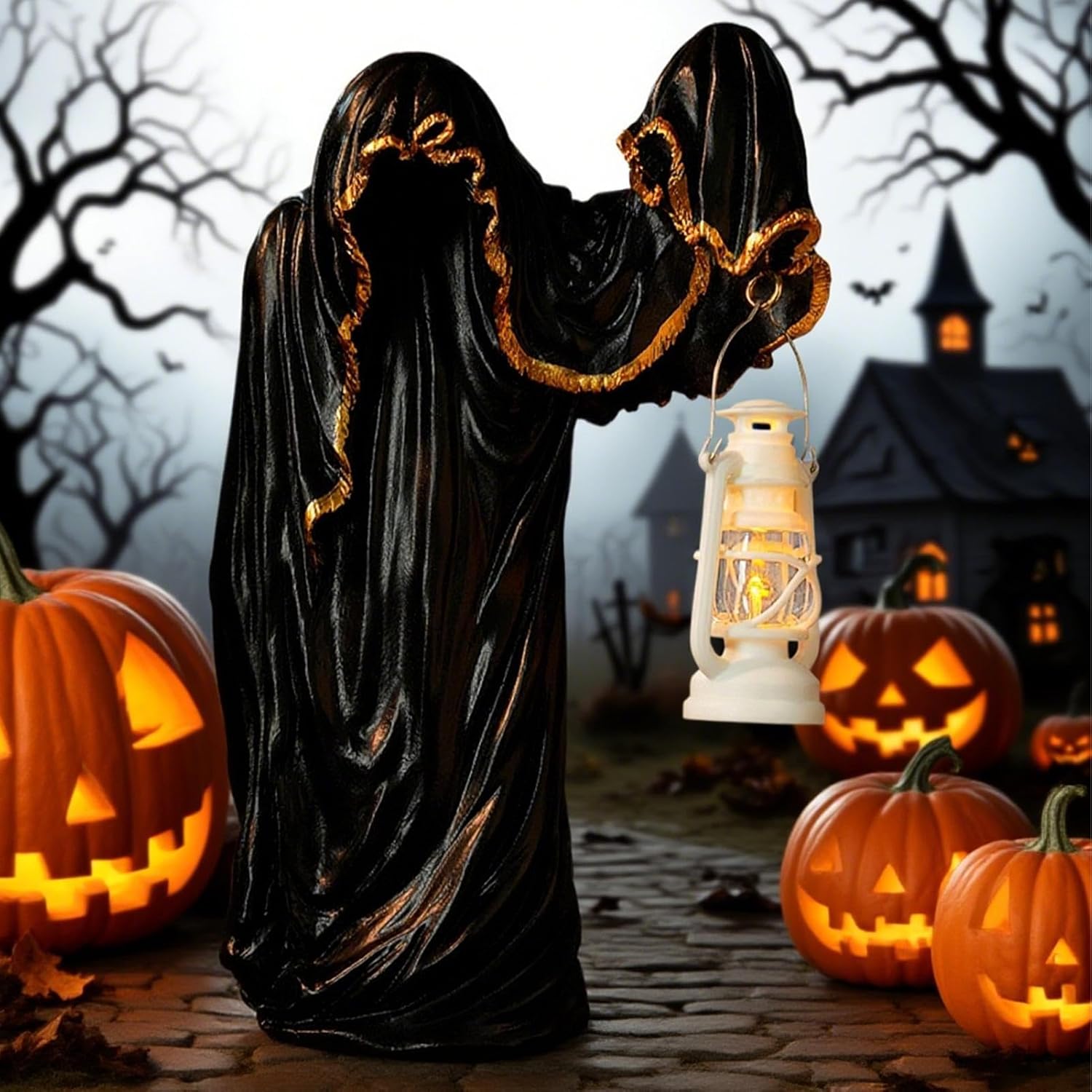 Spooky Witch Lantern Statue Decoration