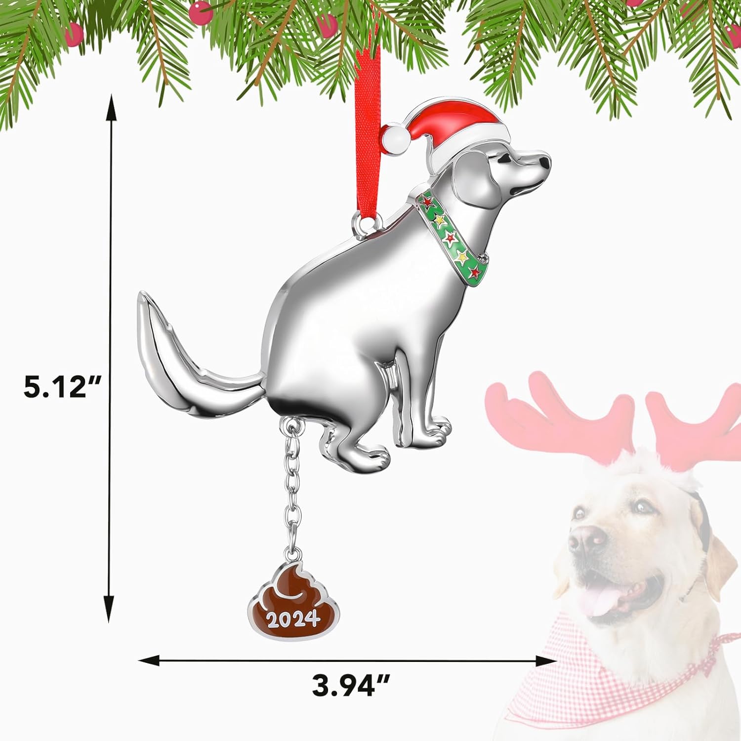 Funny Pooping Dog Ornament for Christmas Tree Decoration