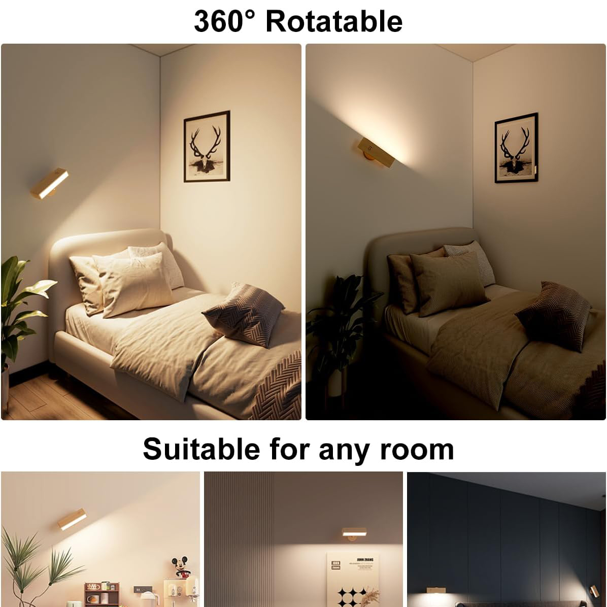 Battery Operated Wall Sconce Wood Wall Lamp