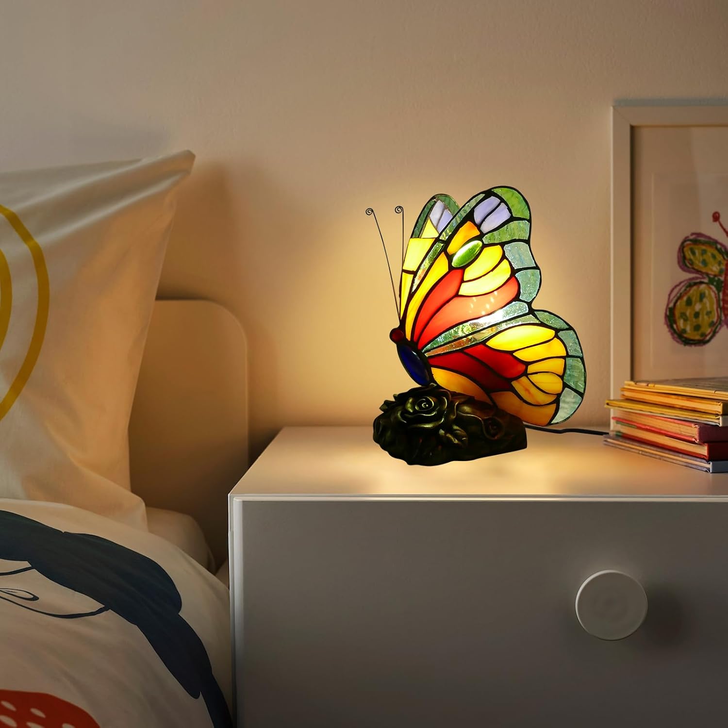 Colorful Butterfly Tiffany Stained Glass Table Lamp