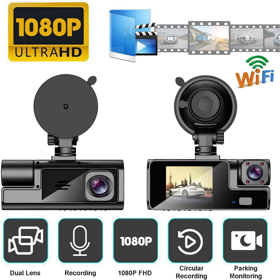 3 Channel Dash Cam Front and Inside, G-Sensor, 170°Wide Angle with Infrared Night Vision