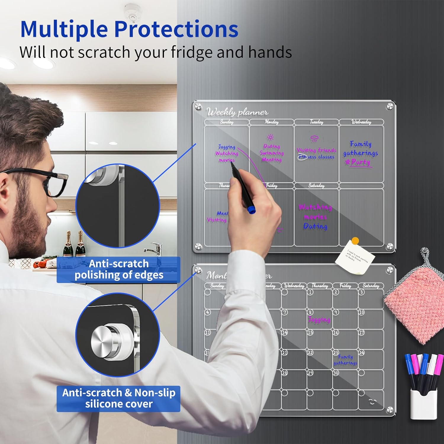 📆Magnetic Schedule Planner For Fridge【Permanently reusable】