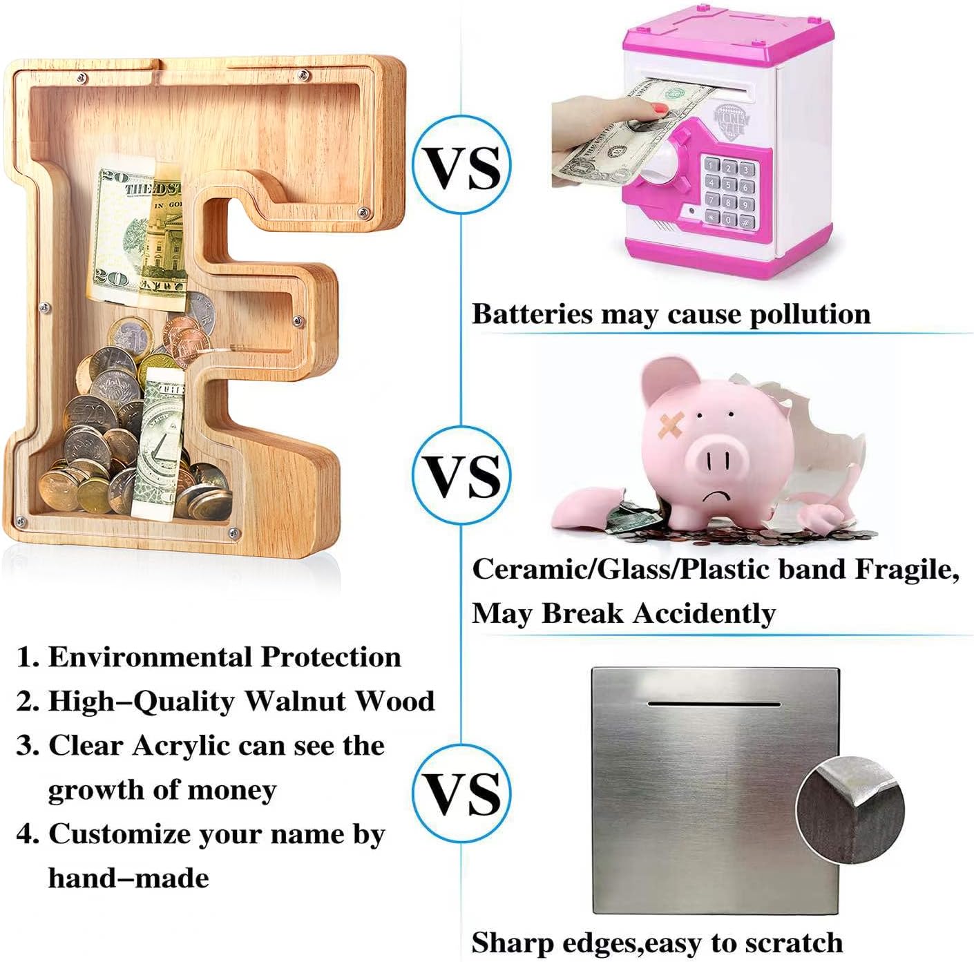 🔥49% OFF - Wooden Kids Letter Piggy Bank- Best Gift For Kids🎁